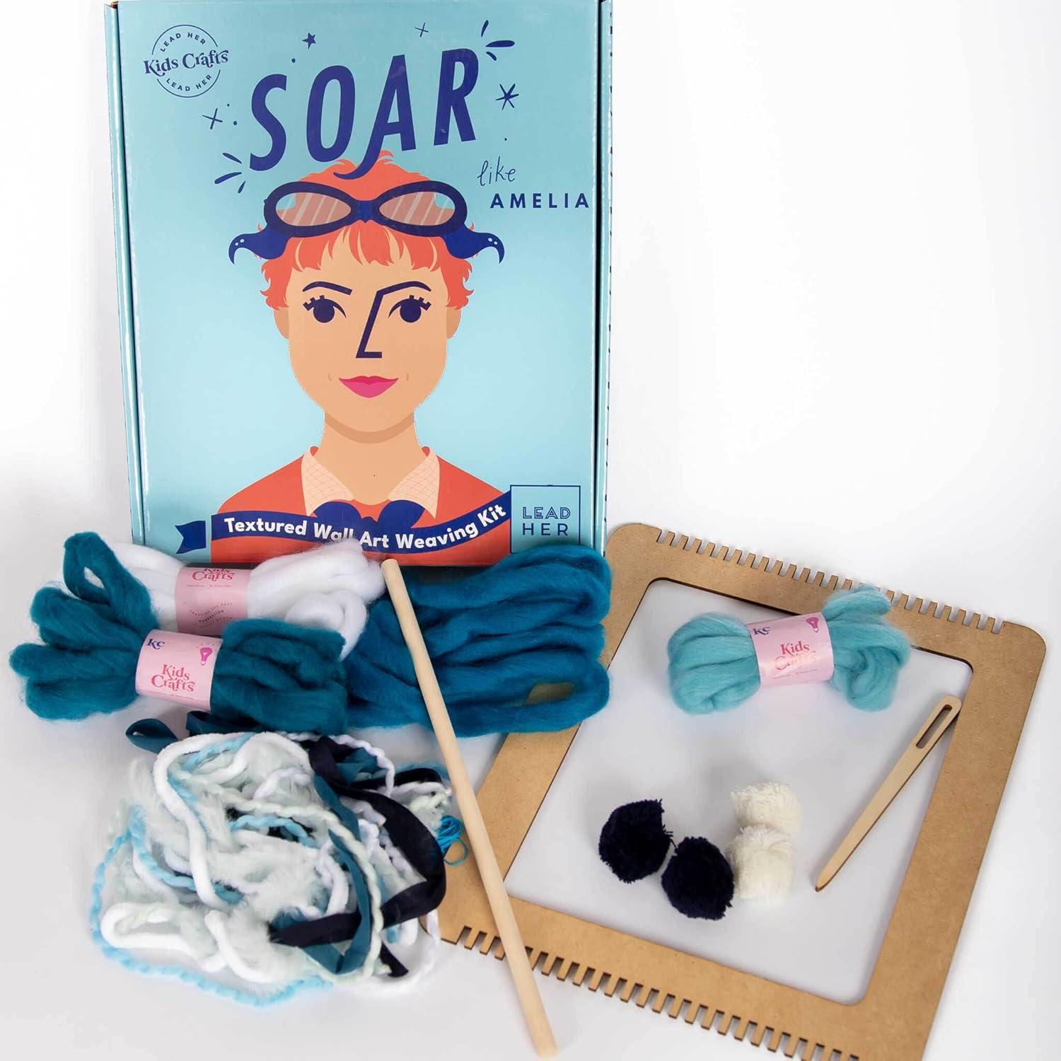 LeadHER: SOAR like Amelia Weaving Loom Craft Kit - Kids Crafts: DIY Art Kit for Kids, Includes Paint, Beads & Needle