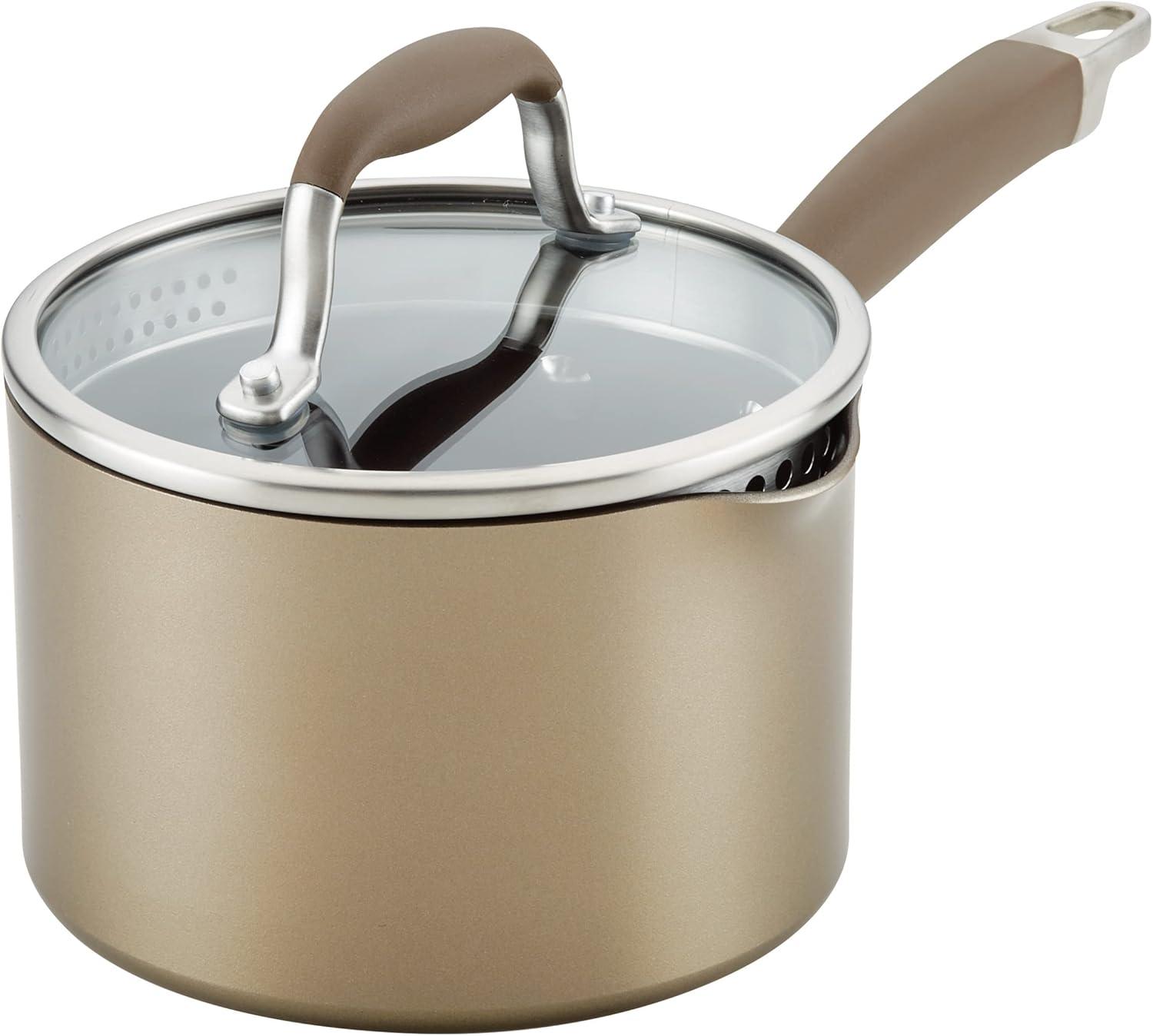 Anolon Advanced Home 2qt Hard Anodized Nonstick Saucepan with Straining Lid Bronze