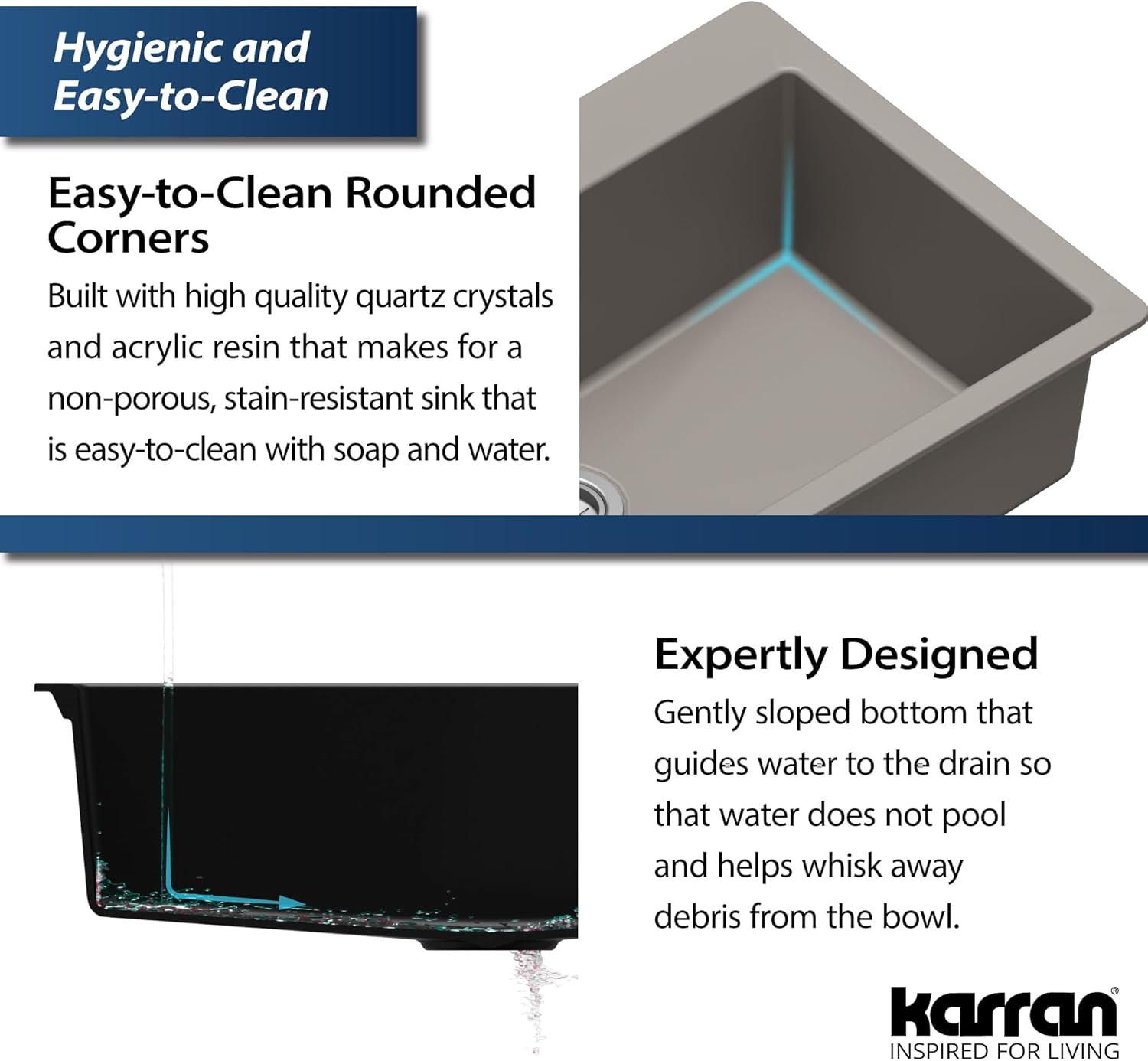 Karran Quartz 33'' X 22'' Large Single Bowl Drop-in Kitchen Sink