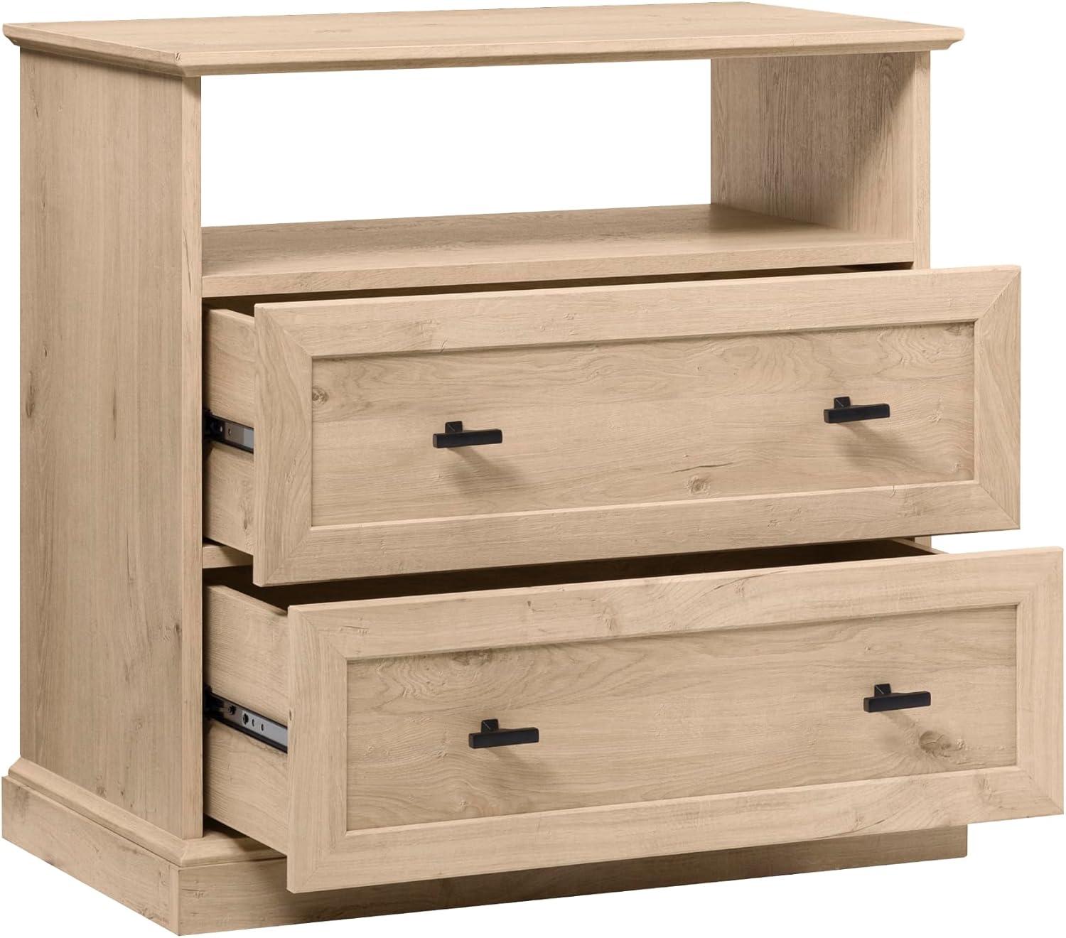 Elegant White Oak 2-Drawer Nightstand with Smooth Metal Glides