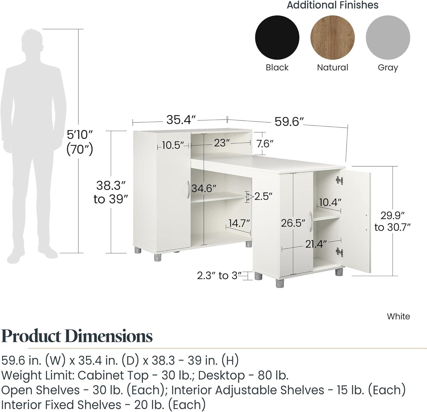 RealRooms Basin Hobby and Craft Desk with Storage, Black