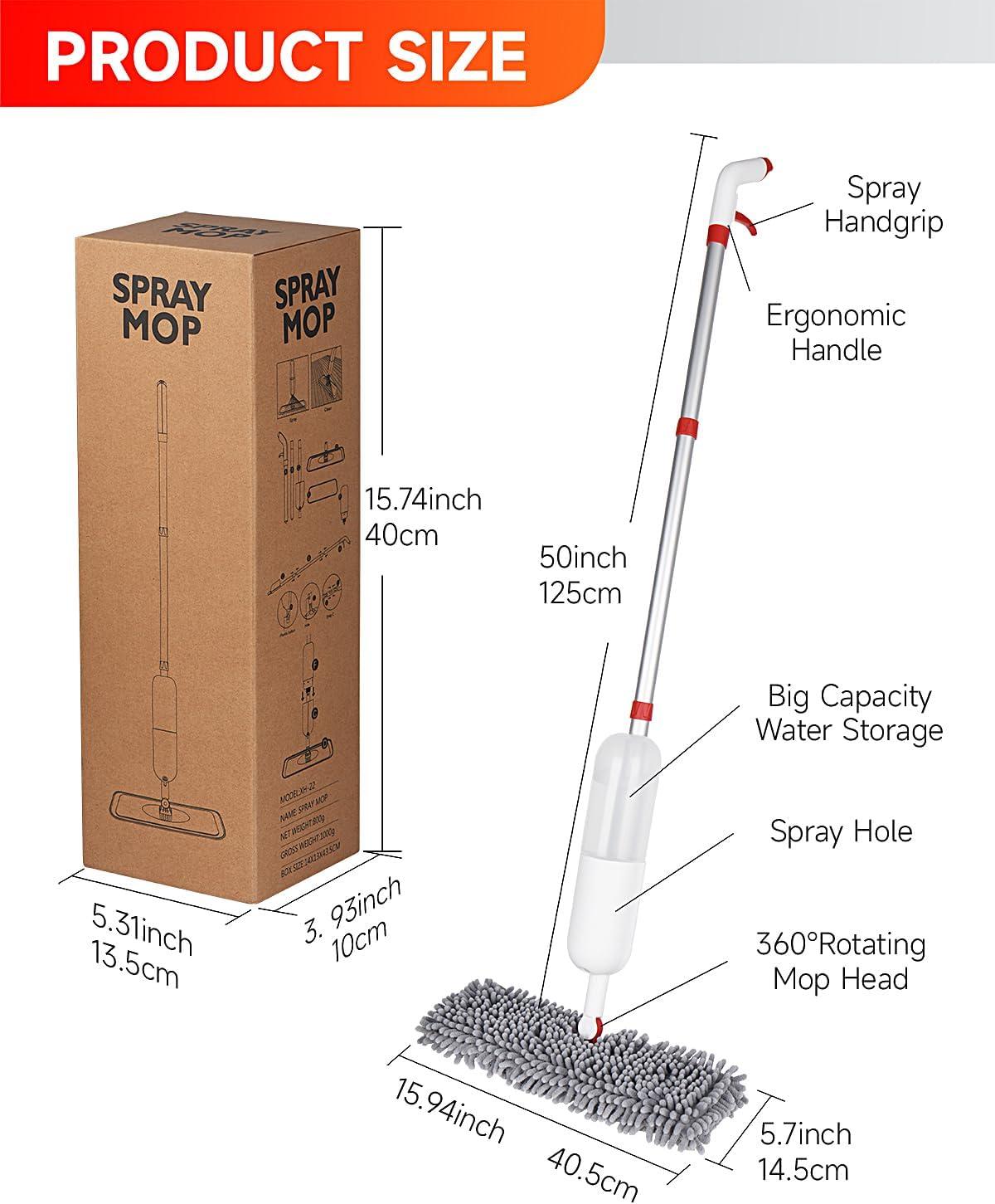 Gray Microfiber Spray Mop with Reusable Pads for Hard Floors