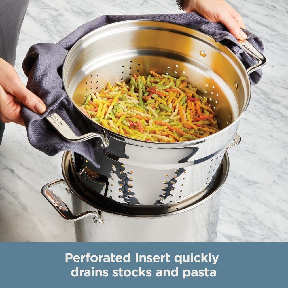 All-Clad Gourmet Accessories, Stainless Steel Multi-Pot with lid, Perforated Insert and Steaming Insert, 8 quart