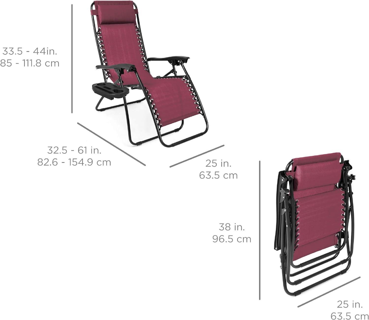 Best Choice Products Set of 2 Zero Gravity Lounge Chair Recliners for Patio, Pool w/ Cup Holder Tray