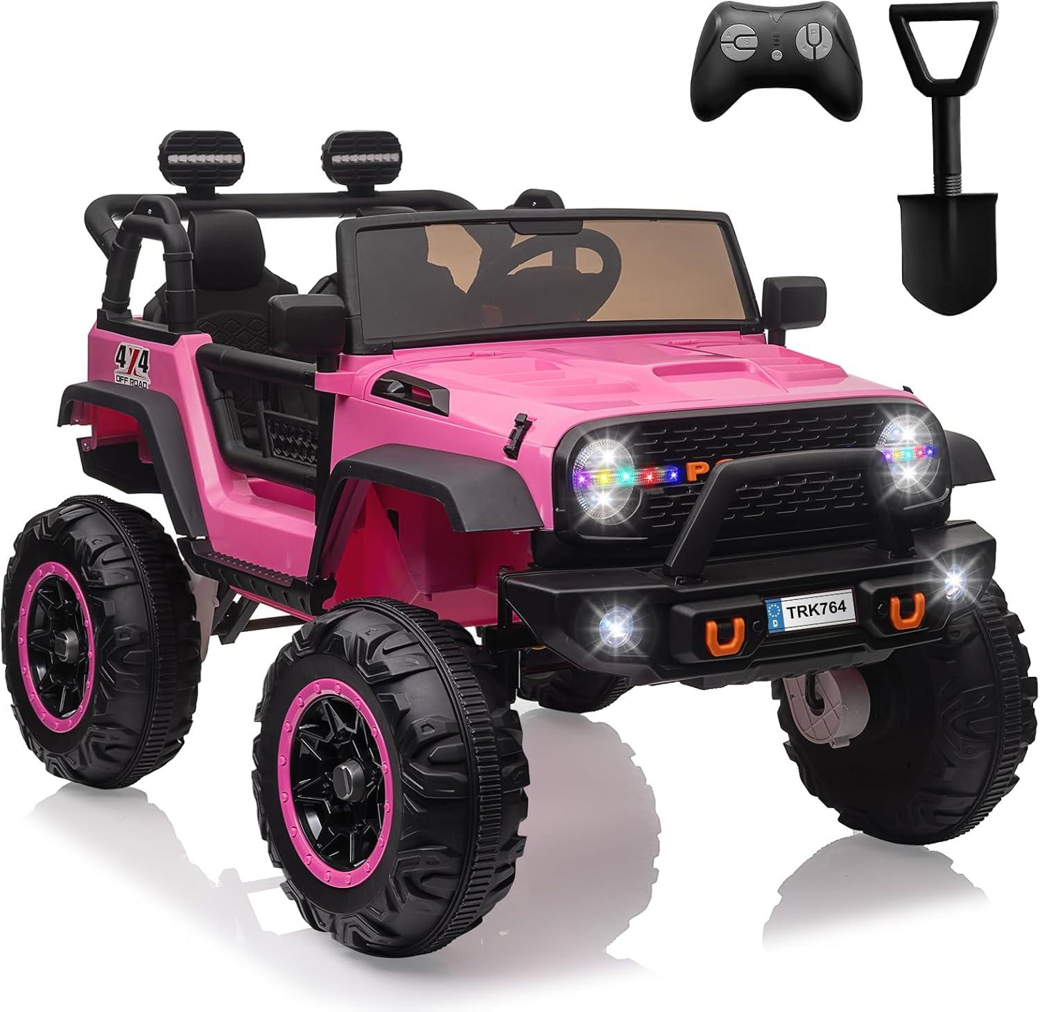 Yesfashion 24V Kids large Jeep 2 Seats SUV Ride on Car Ride on Truck with Remote Control, Electric 4*45W Motors Ride on Toys, with LED Light,Music,USB