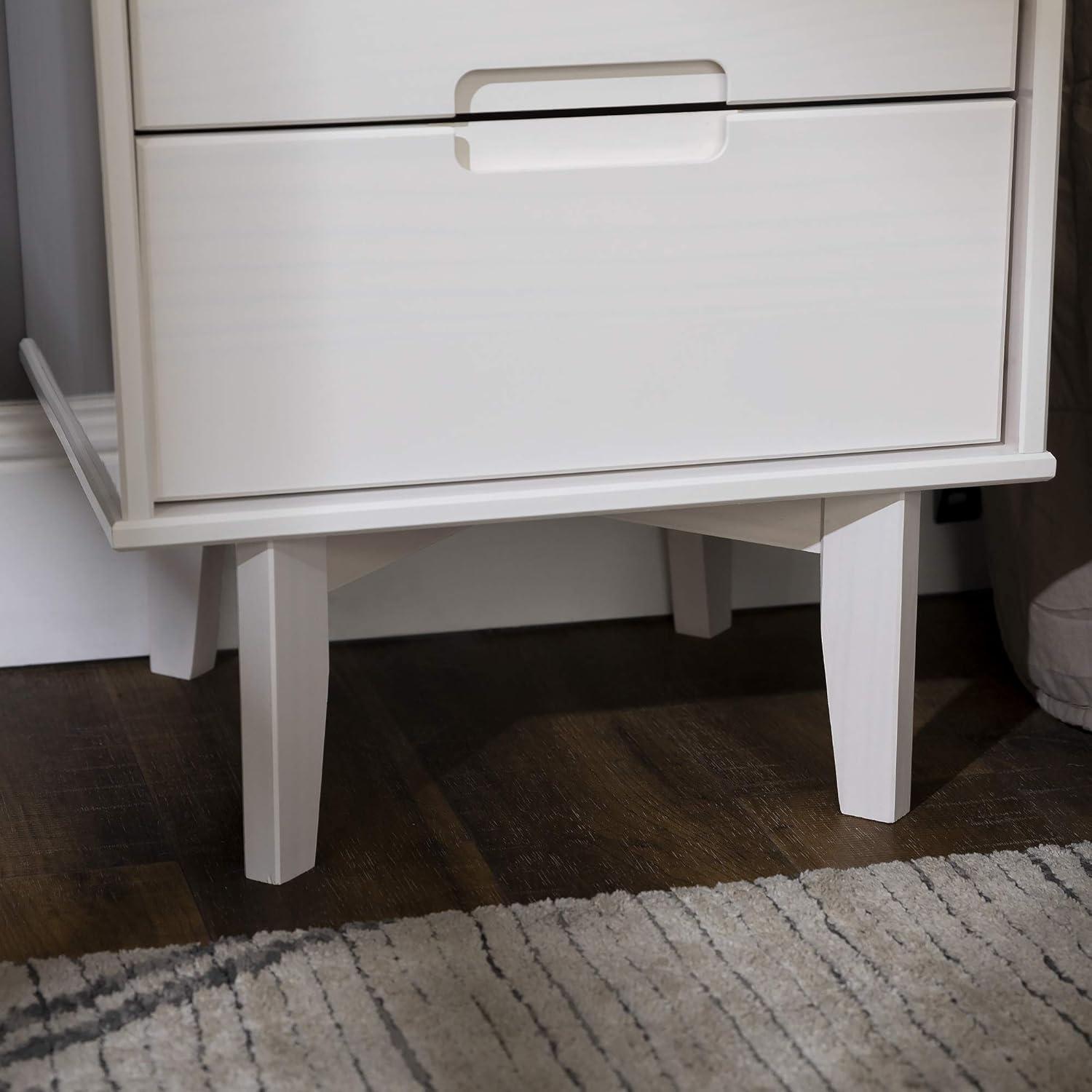 Mid-Century Modern White Maple 2-Drawer Nightstand