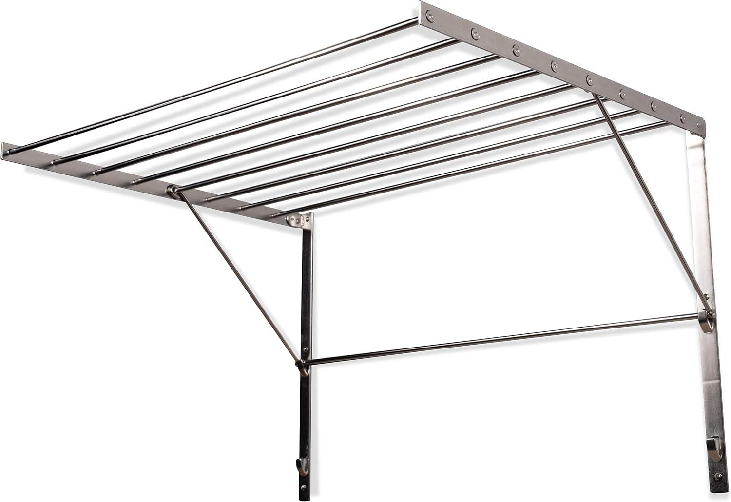 Silver Stainless Steel Wall-Mounted Folding Drying Rack Set