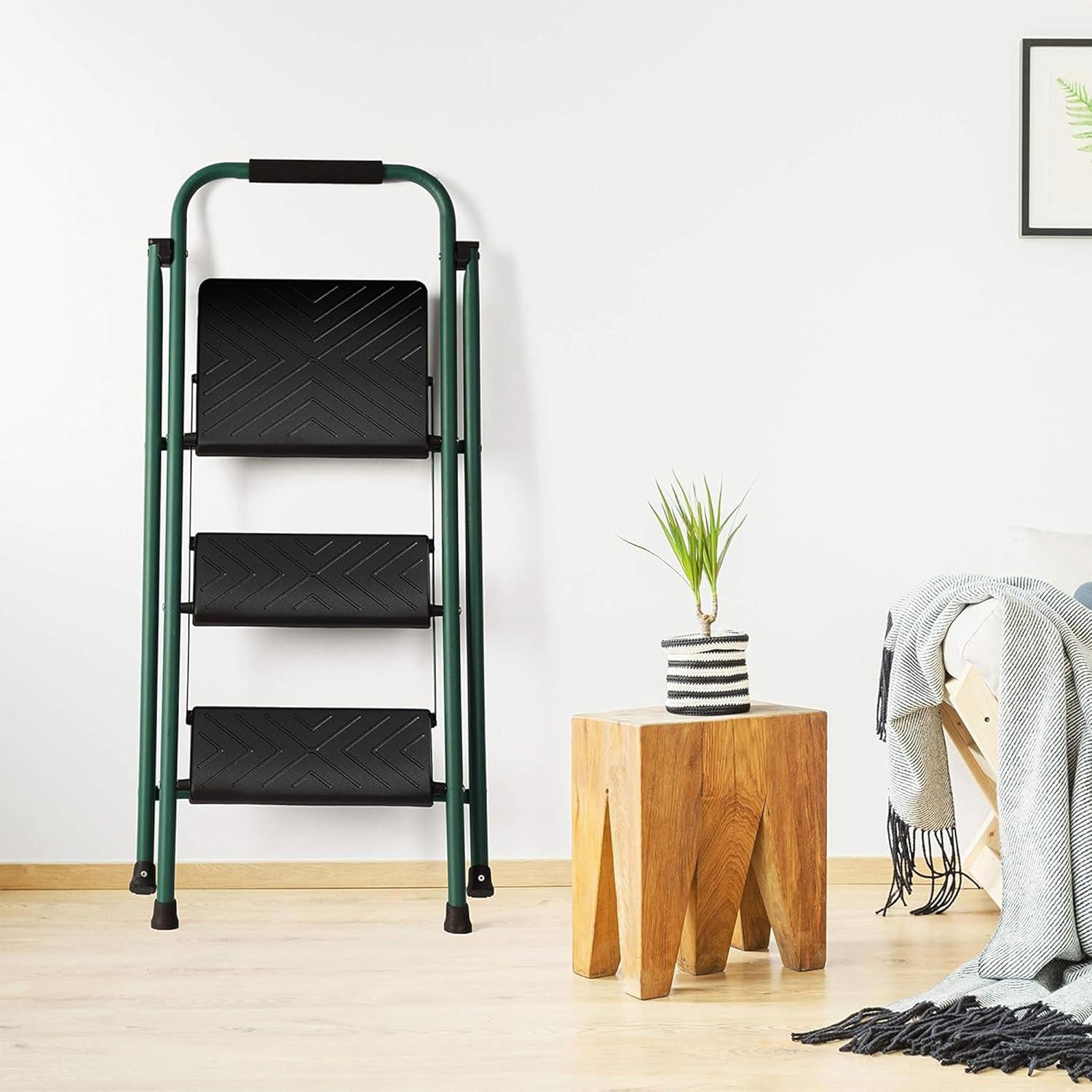 Delxo 3 - Step Steel Lightweight Folding Step Ladder