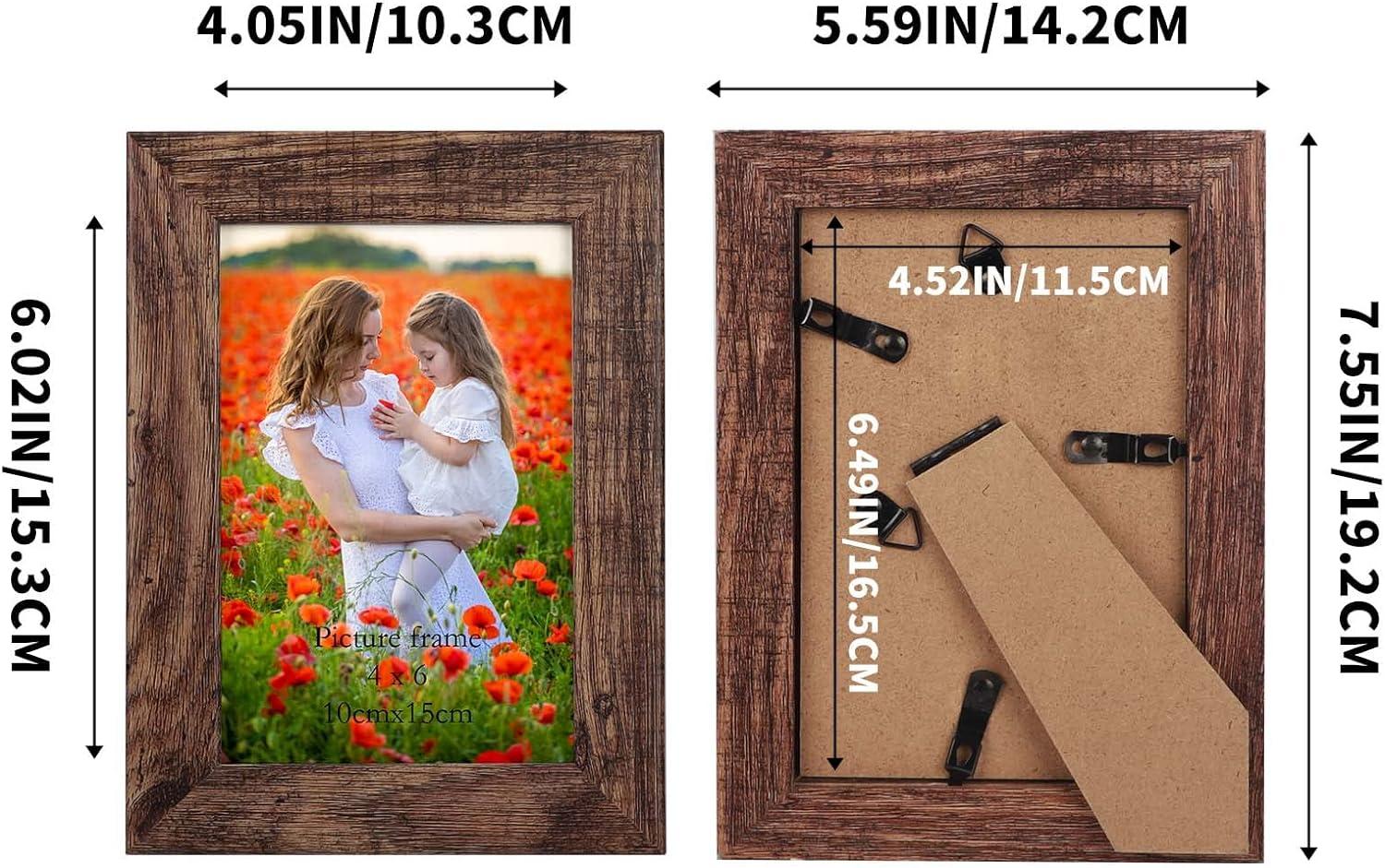 4x6 Picture Frame Set of 7, Rustic Photo Frame for Wall or Tabletop, Brown