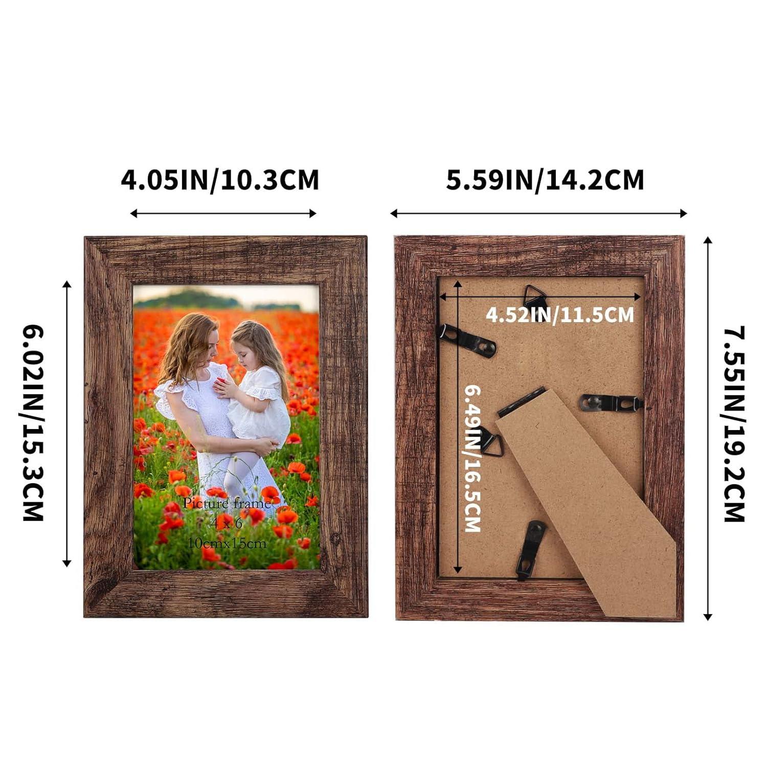 4x6 Picture Frame Set of 7, Rustic Photo Frame for Wall or Tabletop, Brown