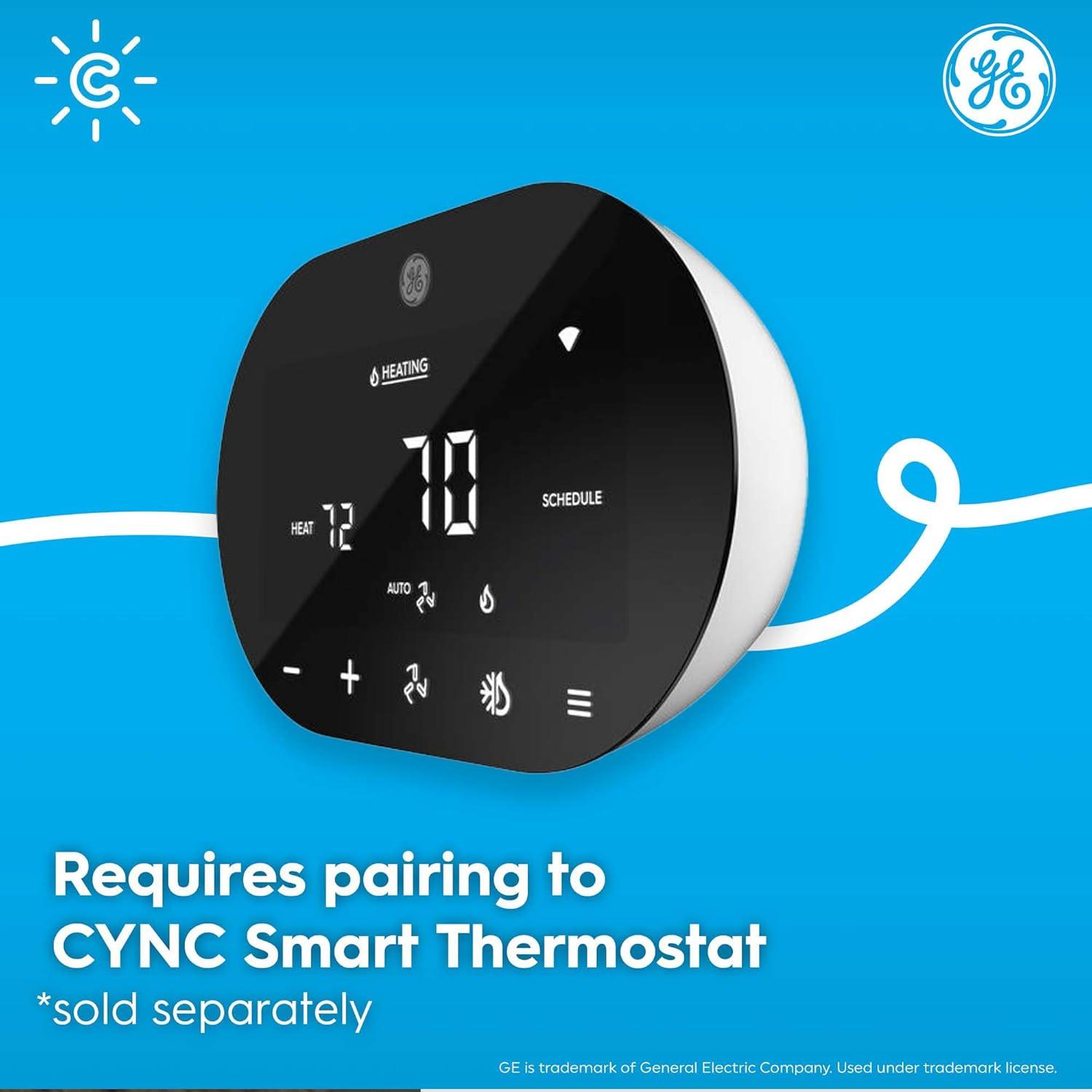 GE CYNC Smart Room Temperature Sensor: White Plastic Thermostat with CR2025 Battery, No Certifications