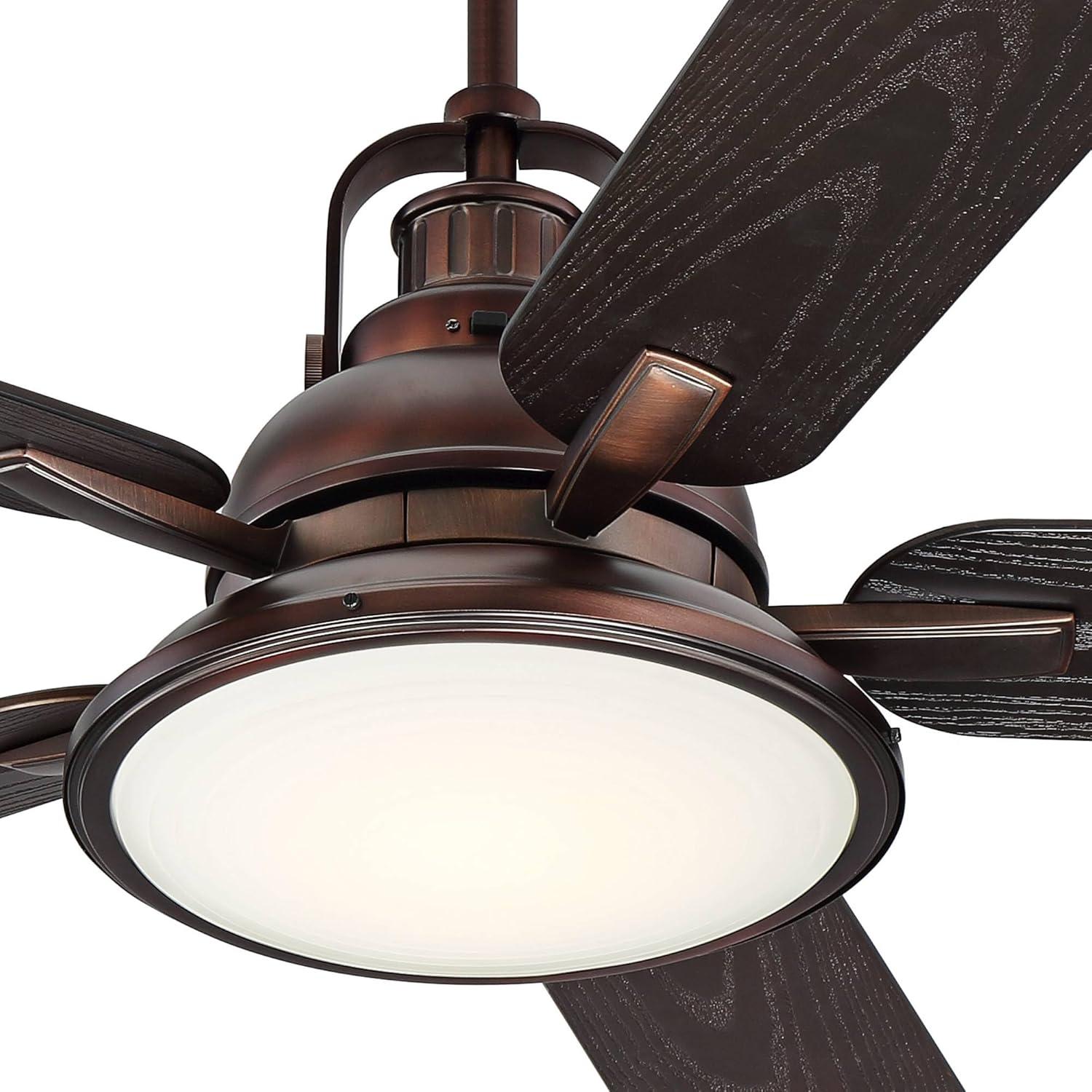 Casa Vieja 60" Wind and Sea Farmhouse Rustic Indoor Outdoor Ceiling Fan 5 Blade LED Light Remote Control Oil Rubbed Bronze Finish Bedroom Patio