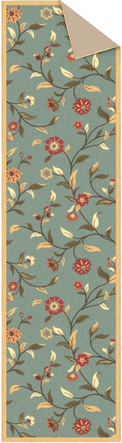 Machine Washable Non-Slip Floral Leaves Area Rug For Living Room, Hallway Runner, Entryway Rug