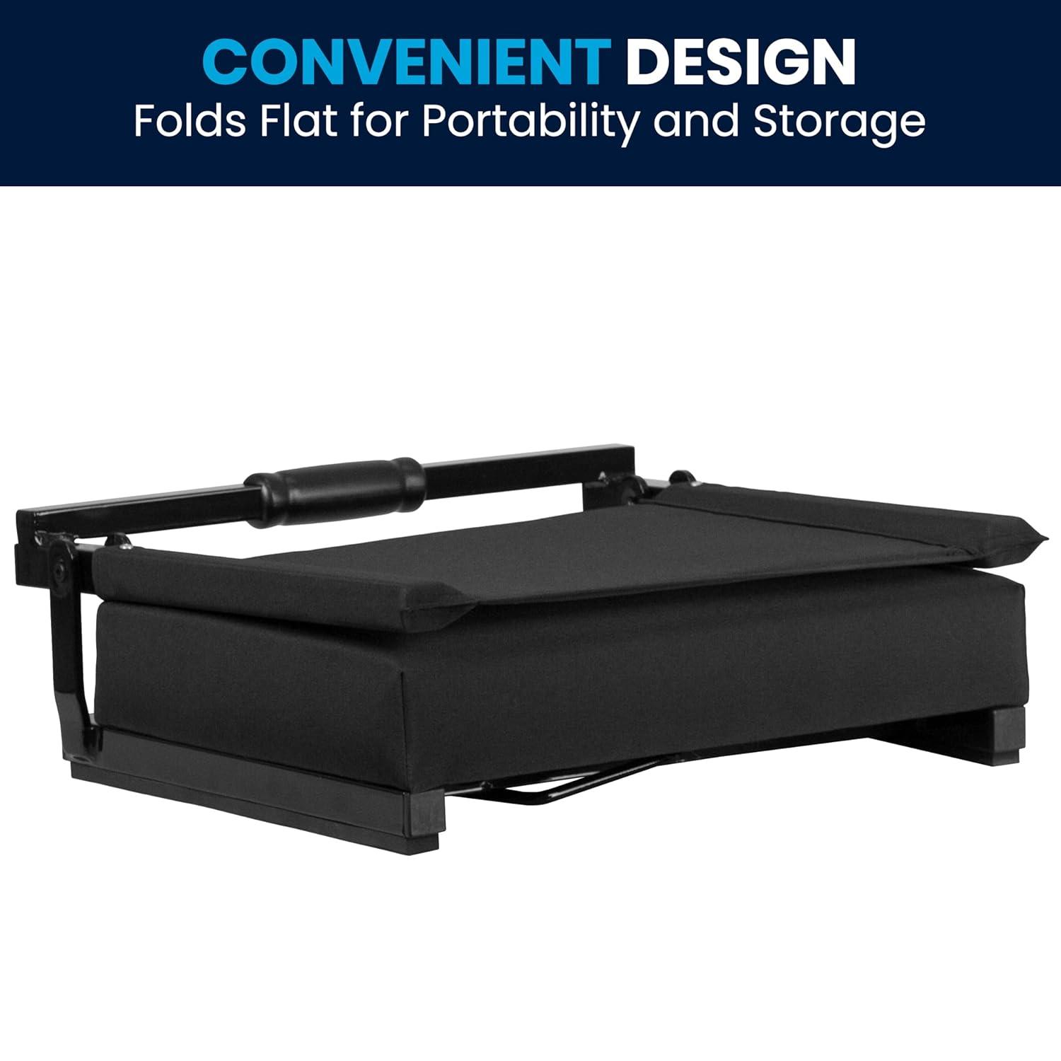 Flash Furniture Grandstand Portable Folding Padded Stadium Seat for Bleachers or Benches, Black