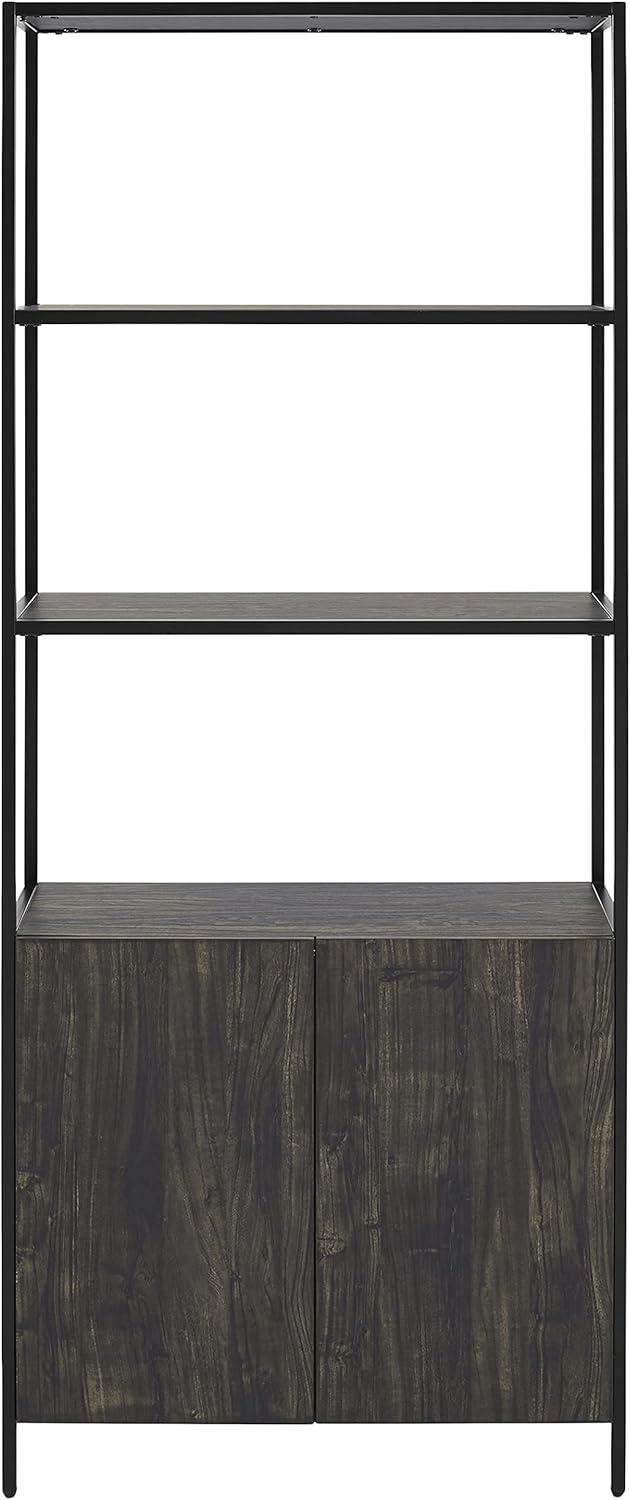 80.5" Jacobsen Large Etagere Brown Ash - Crosley: Industrial Style, 5-Shelf Storage, Steel Frame