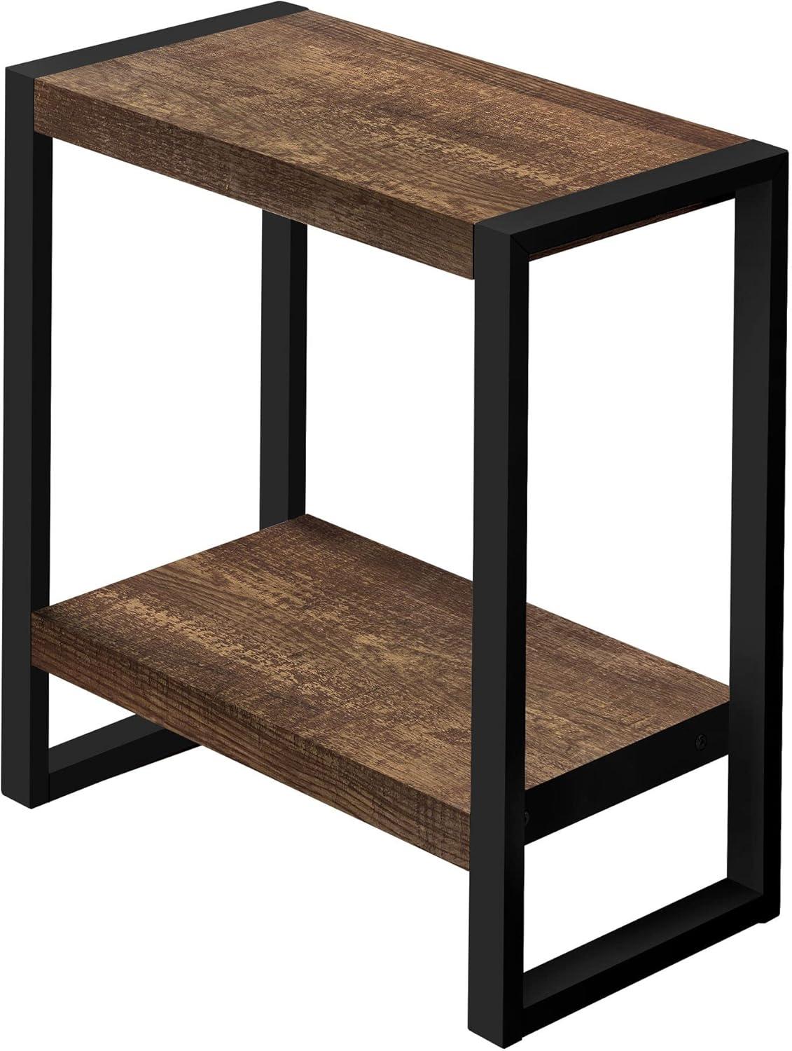 Black and Brown Reclaimed Wood Rectangular End Table