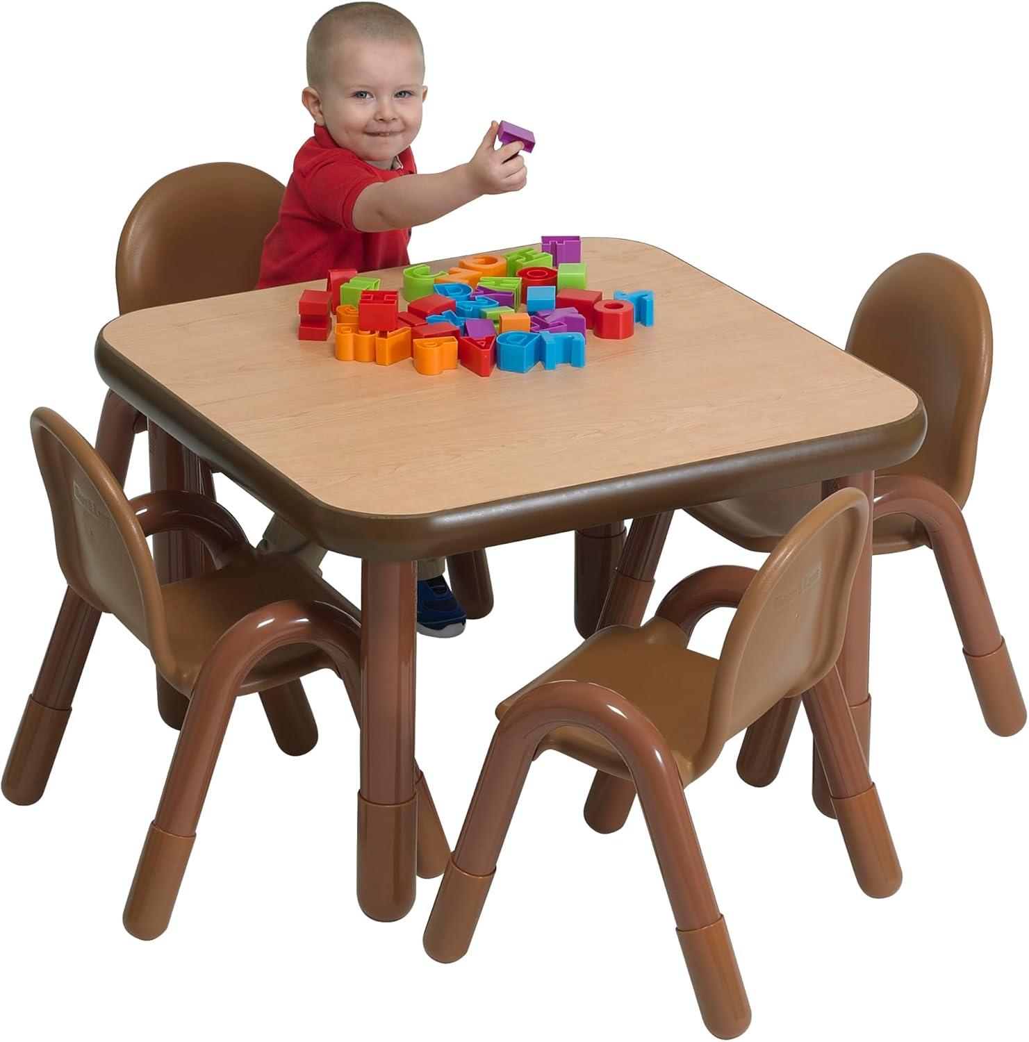 Angeles BASELINE Preschool 30" Square Table & Chair Set - Natural Wood