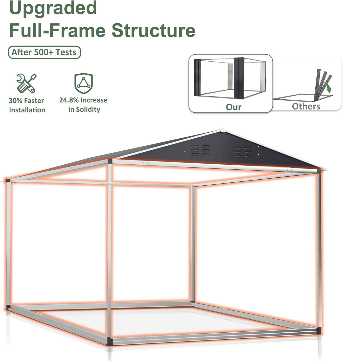 NETAJE 8'x12' Outdoor Metal Storage Shed with Upgraded Frame and Lockable Doors for Backyard, Garden, Lawn, Brown