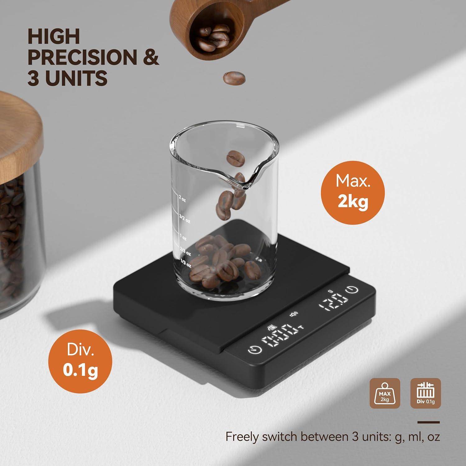 Mini Black Digital Coffee Scale with Timer and High Precision