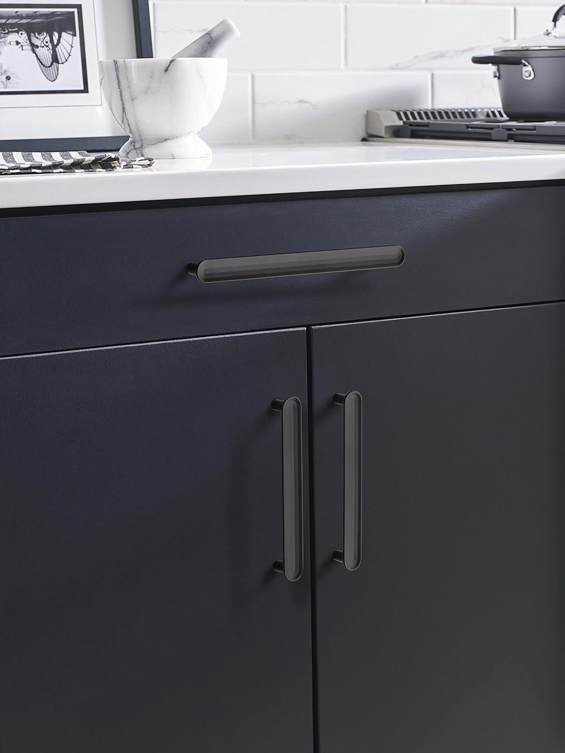 Matte Black Modern 8.25" Cabinet Bar Pull with Mounting Hardware