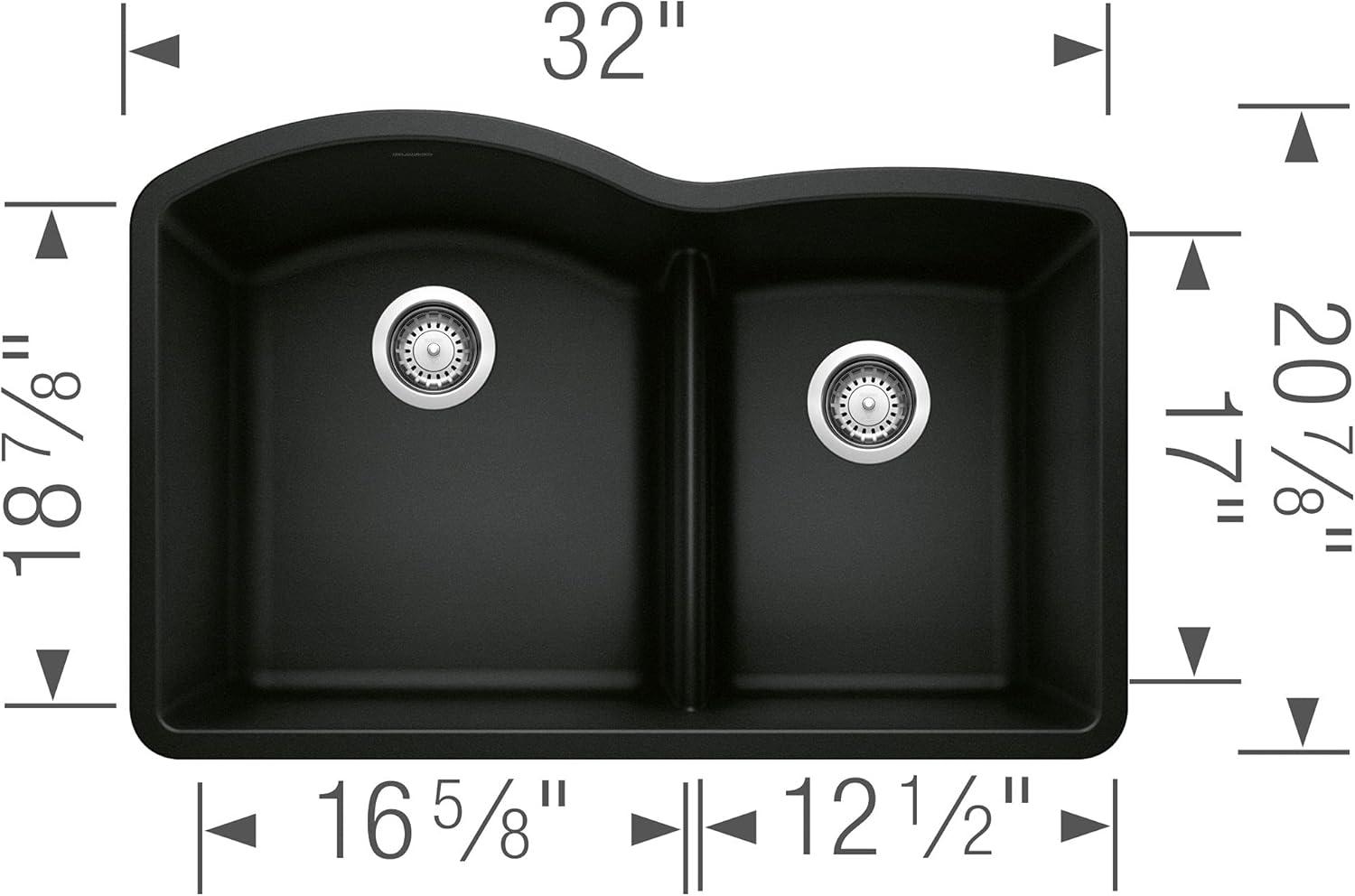 Diamond SILGRANIT 32" L x 20.88" W Double Bowl Undermount Kitchen Sink with Low Divide