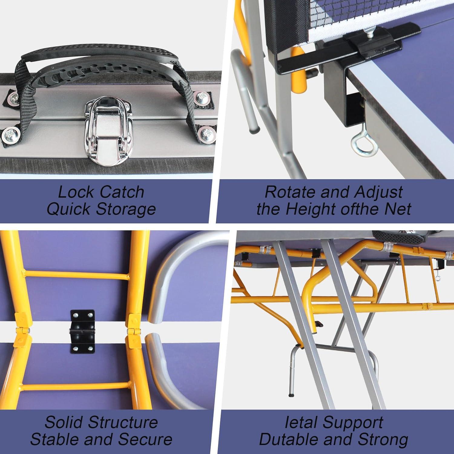 Foldable Blue Aluminum 8ft Table Tennis Set with Net