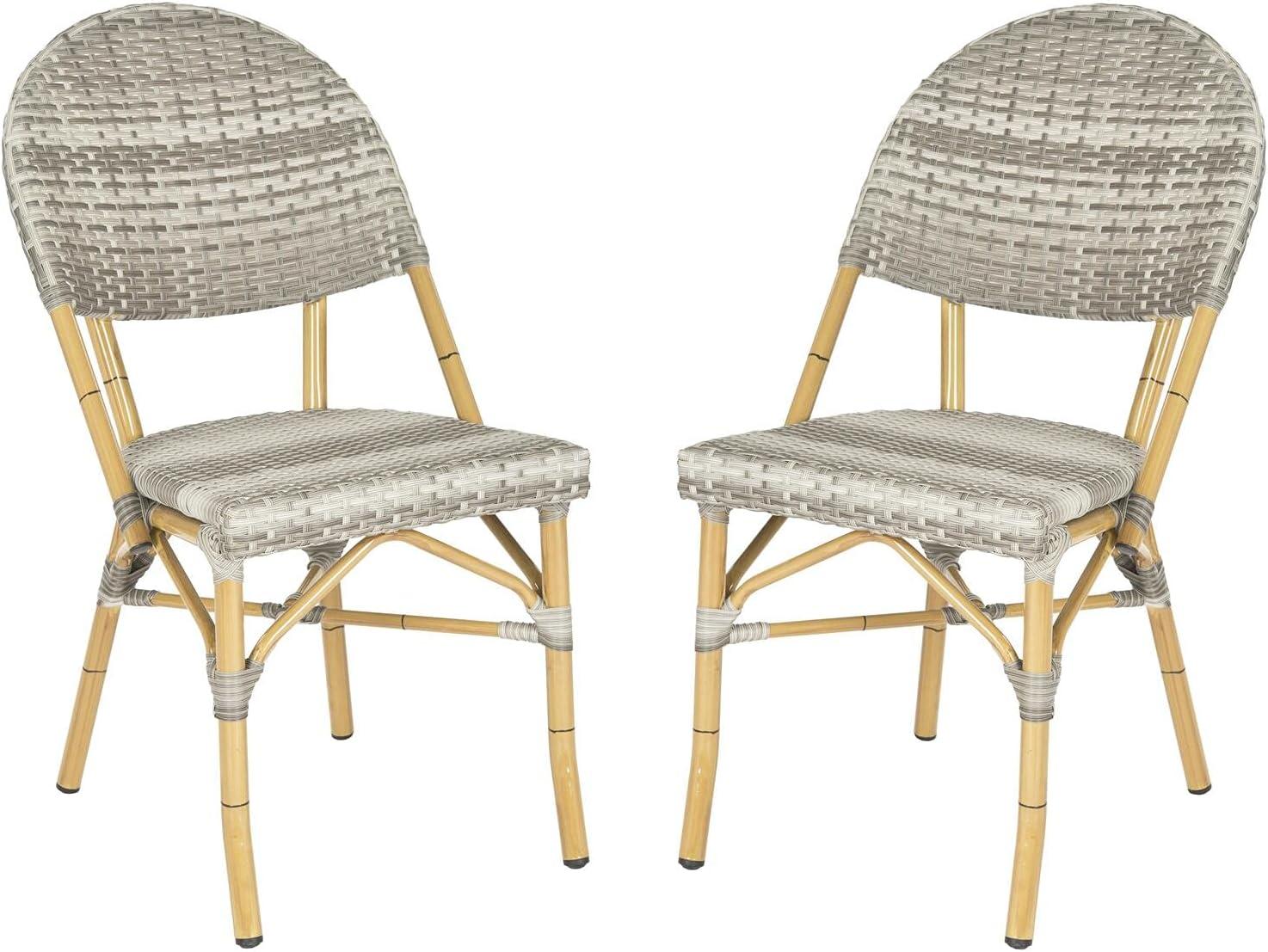 Tropical Flair Gray PE Wicker and Faux Bamboo Side Chairs (Set of 2)