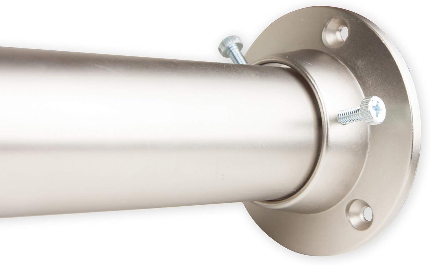 Satin Nickel Adjustable Steel Curtain Pole with Sockets