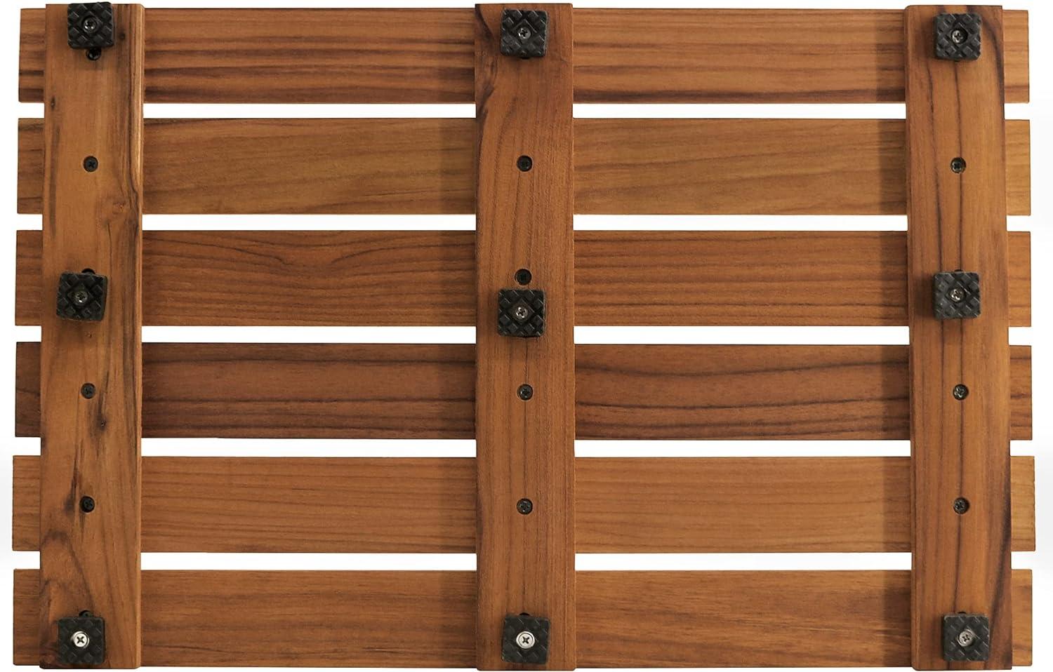 Teak Shower Mat, Non-Slip Bath Mat, Luxury Spa Mat, Wooden Mat for Bathtub, 20 x 13 in