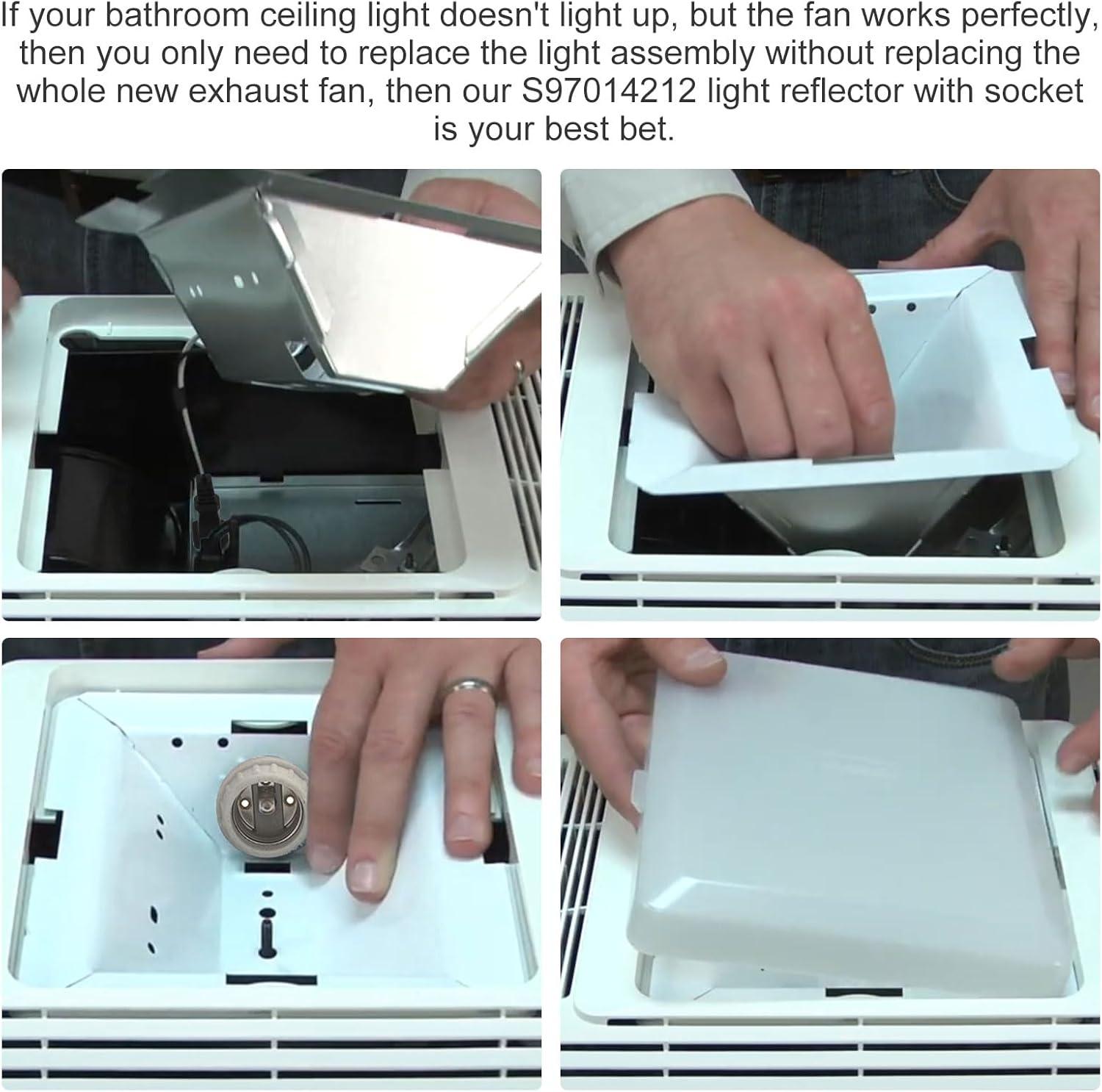 S97014212 Light Reflector with Socket for Broan NuTone 763N HB80RL 678 679 Bathroom Ventilation Fan