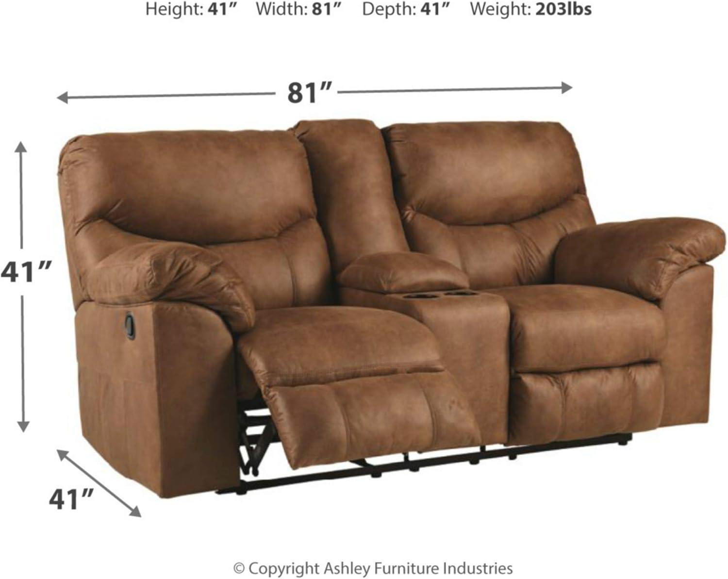 Signature Design by Ashley Boxberg Reclining Loveseat with Console in Bark