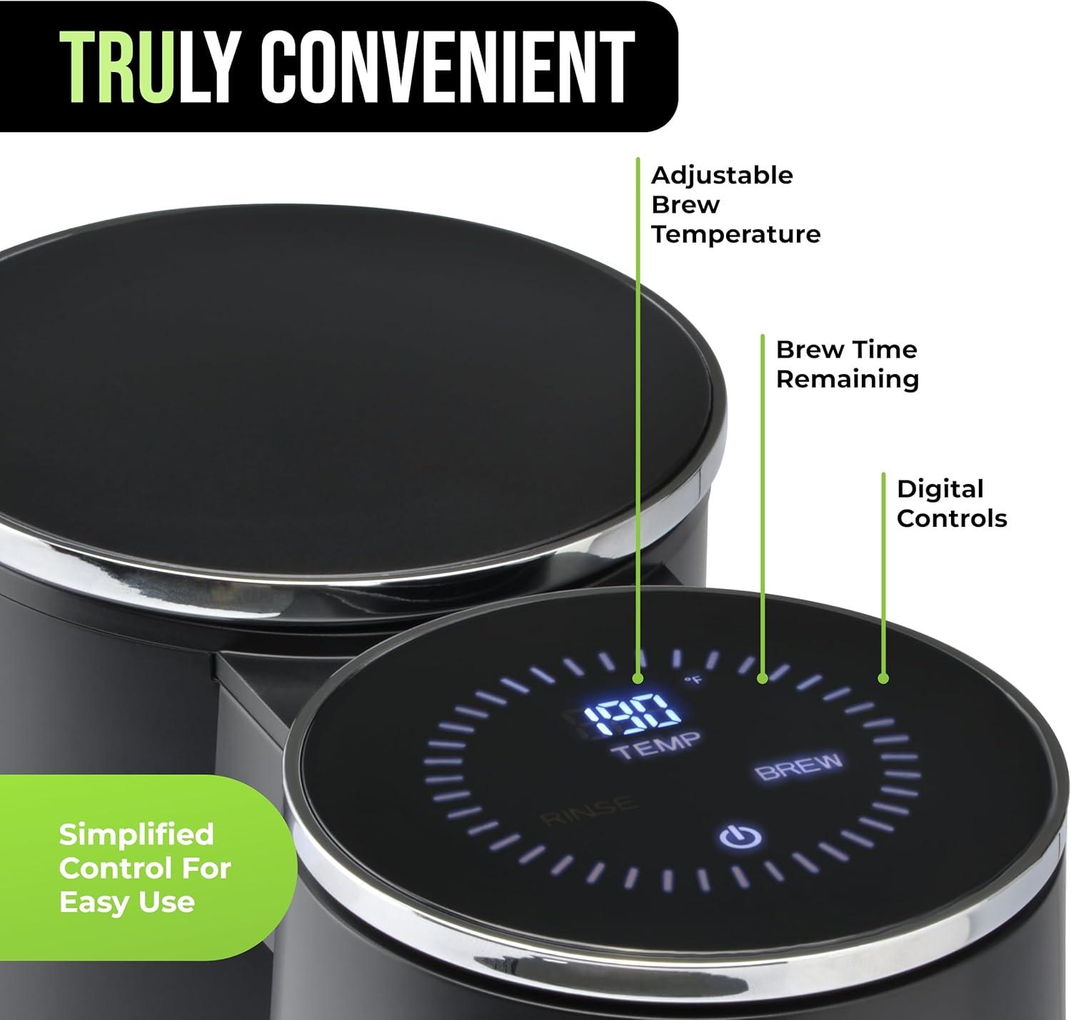 TRU Digital Control Pour Over Black 12-Cup Drip Coffee Maker