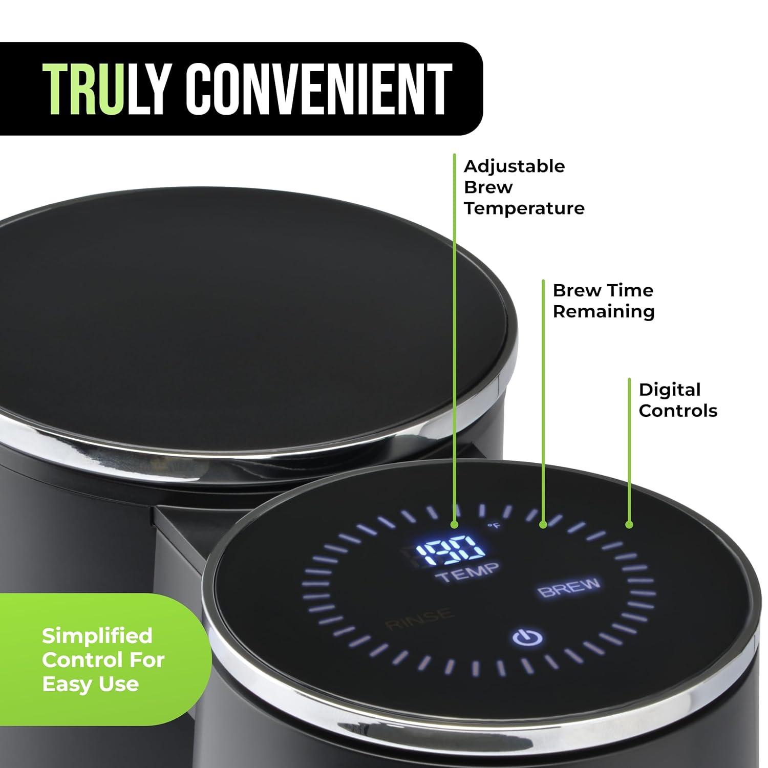 TRU Digital Control Pour Over Black 12-Cup Drip Coffee Maker