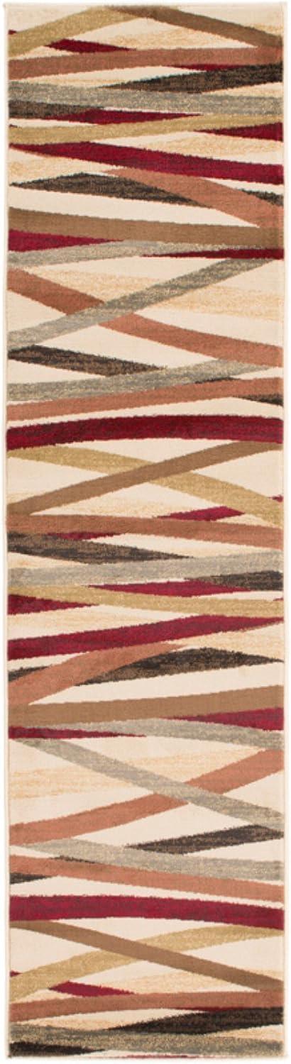 Emmett Brown and Red Geometric Area Rug 2' x 7'5"