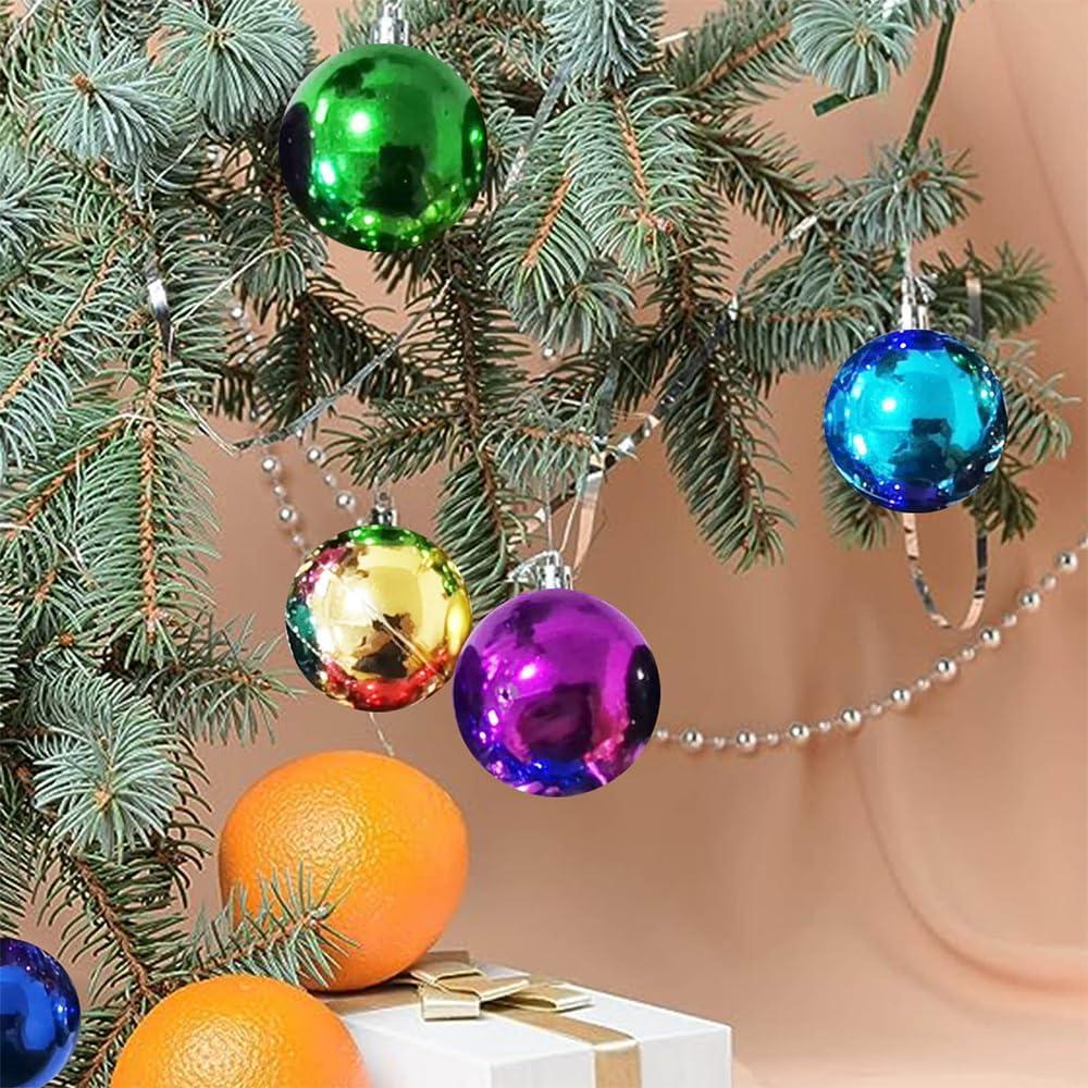 1.2 Inches Colored Christmas Balls Decoration Living Room Garden Ornaments Mini Glitter Ball Door Wall Xmas Tree Decor Supplies 24 Pack Set of 8