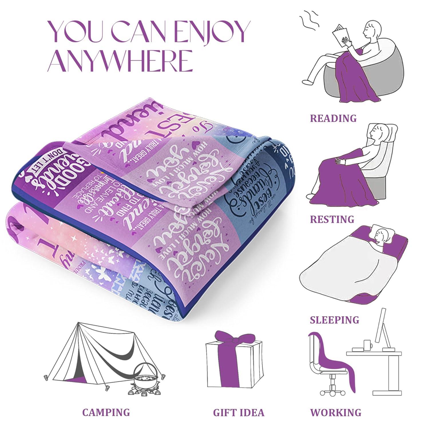 Gifts for Best Friend Woman, Best Friend Birthday Gifts for Women, Bestie BFF Soul Sister Graduation Gift Ideas for Women Blanket 60"x 50", Friendship Unique Gifts