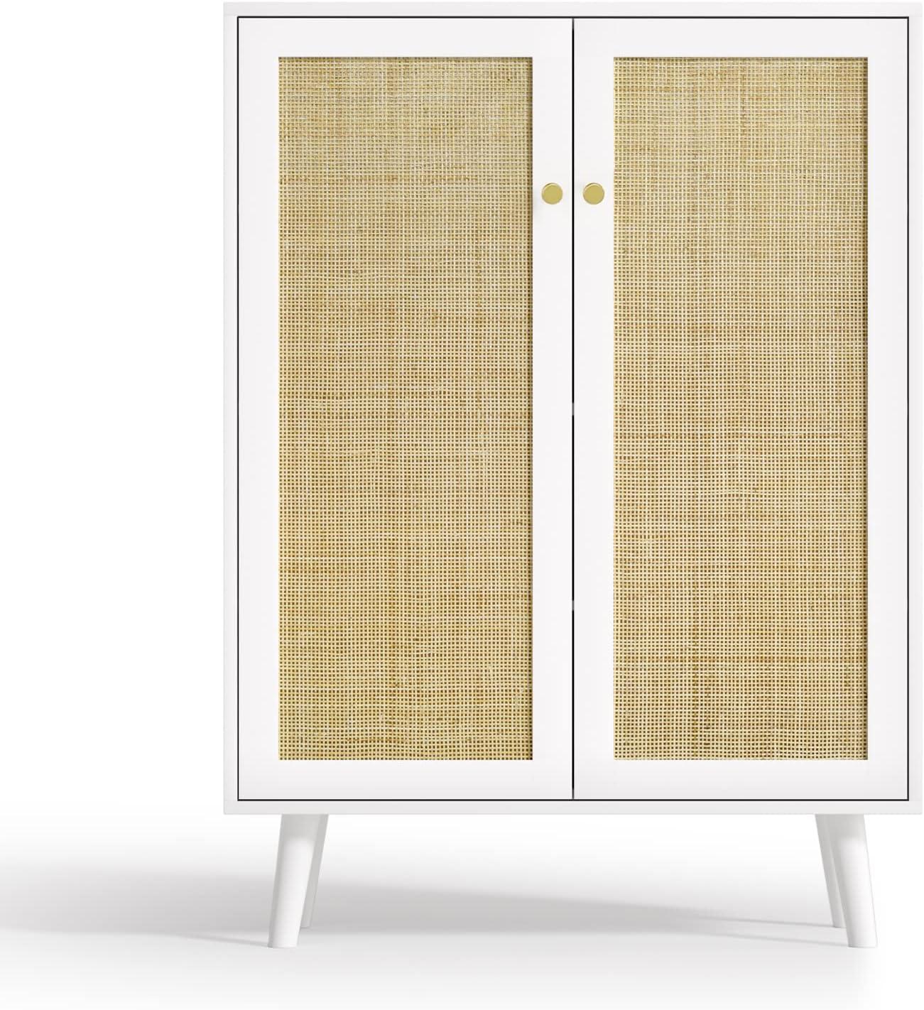 Ahlyssa 44'' Tall 2 - Door Rattan Accent Cabinet with Adjustable Shelves Storage Cabinet