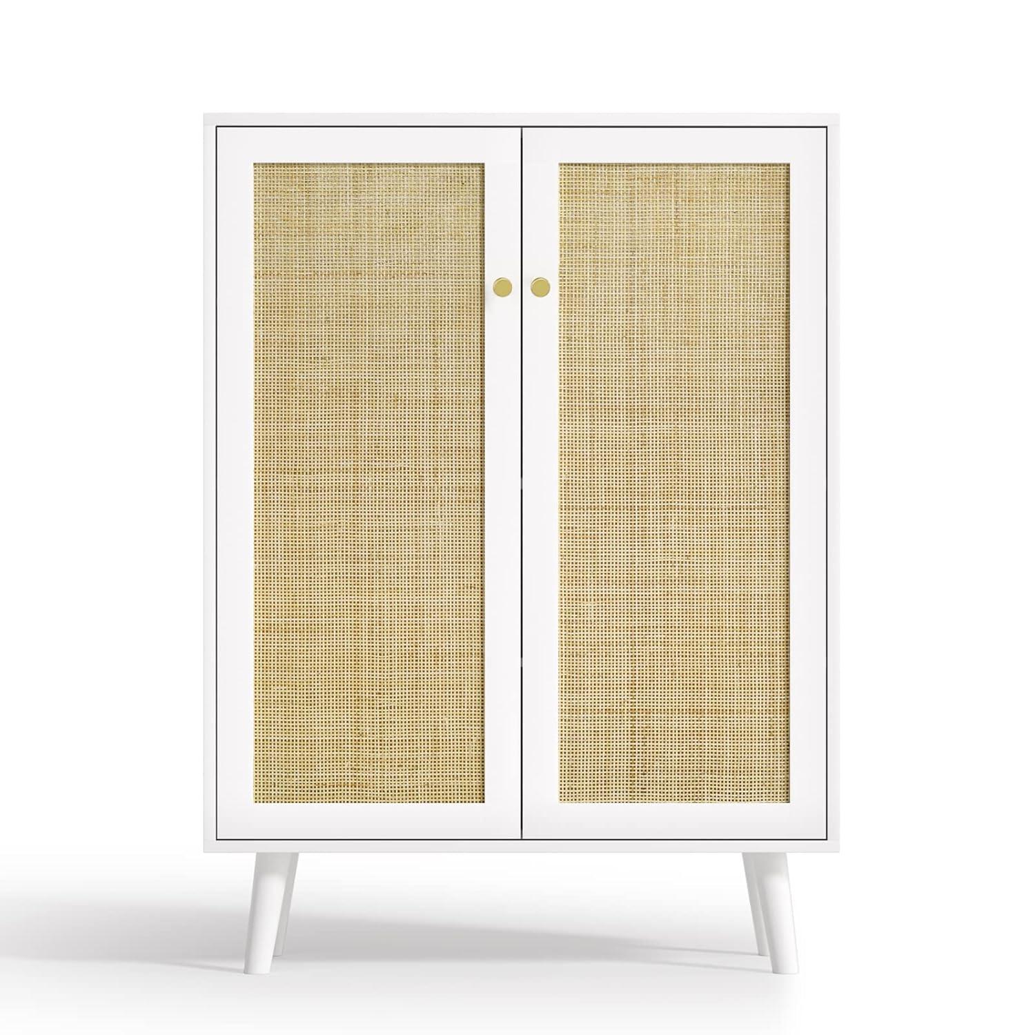 Ahlyssa 44'' Tall 2 - Door Rattan Accent Cabinet with Adjustable Shelves Storage Cabinet