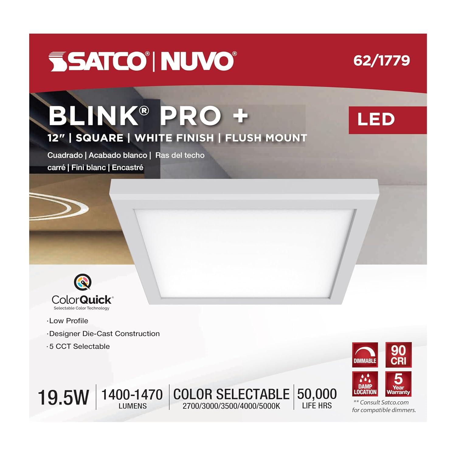 Nuvo Blink Dimmable Square Flush Mount