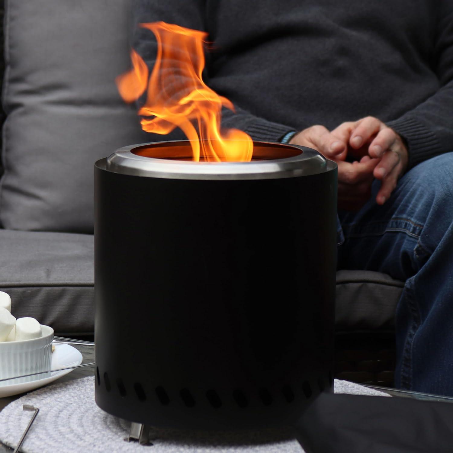 Sunnydaze 9.5" Round Wood-Burning Silver Finish Stainless Steel Tabletop Smokeless Fire Pit