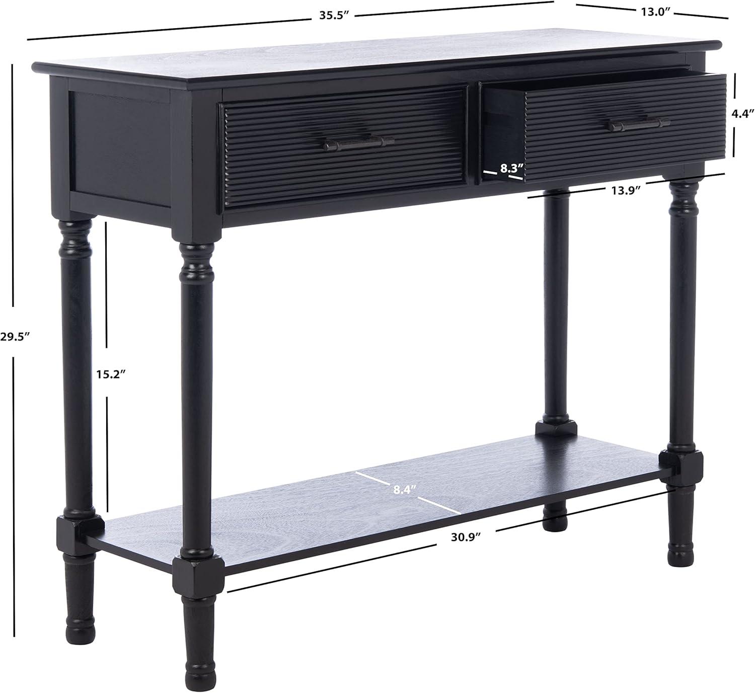 Ryder Black Striated 2-Drawer Console Table with Storage