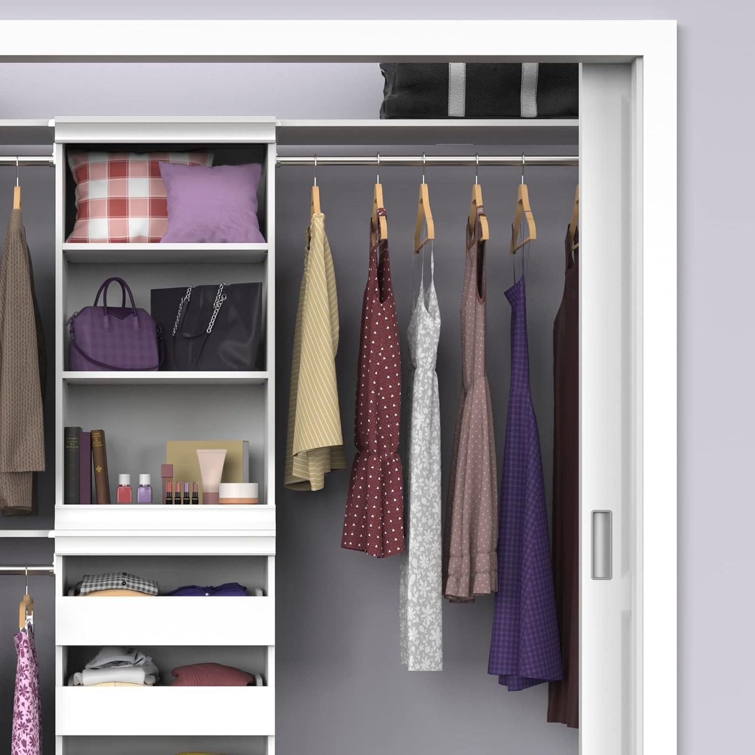 White Modular Closet Shelf and Hang Rod Kit