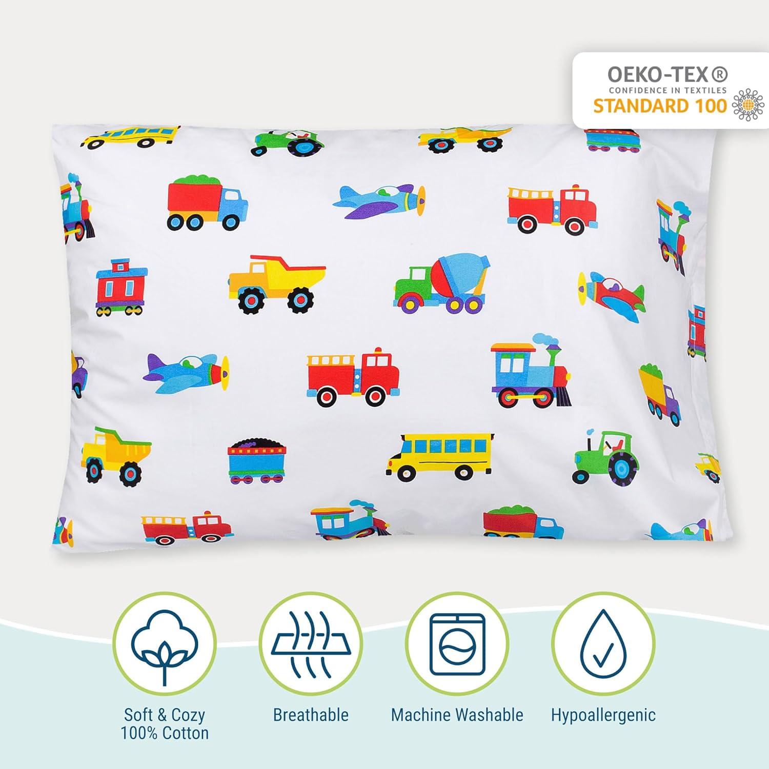 Trains, Planes And Trucks 100% Cotton Percale Geometric Pillowcase