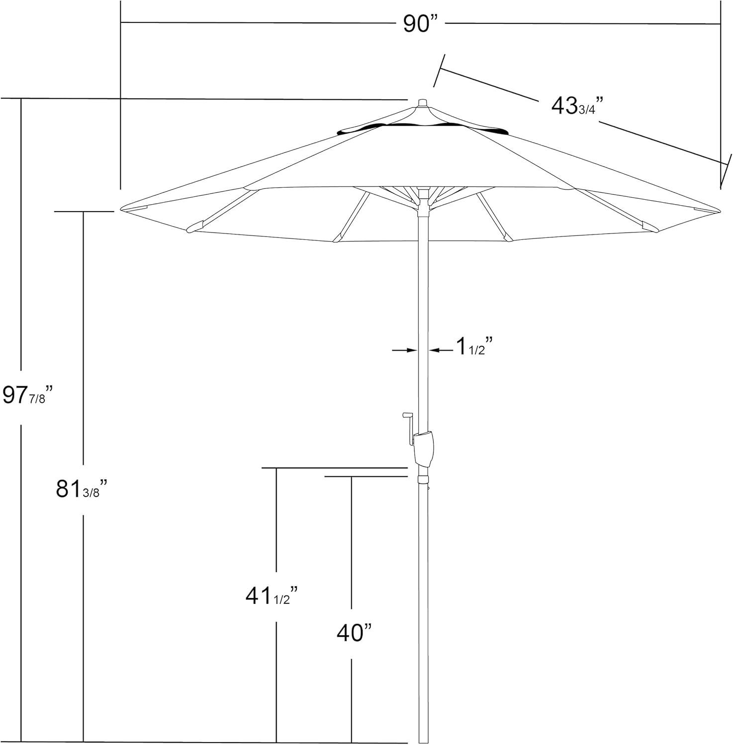 7.5 Ft Jockey Red Aluminum Patio Umbrella with Auto Tilt