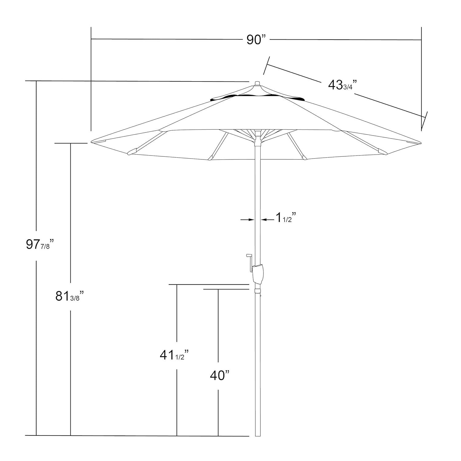 7.5 ft. Bronze Aluminum Market Auto-Tilt Crank Lift Patio Umbrella in Capri Pacifica