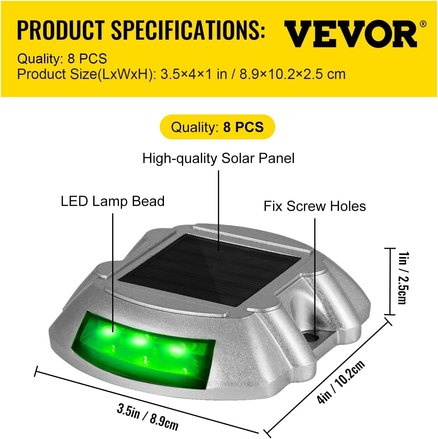 Happybuy Solar Driveway Lights - 8 Pack with Switch Button, Wireless Deck Lights - 6 LEDs for Path, Garden, Walkway & Sidewalk - Bright Green