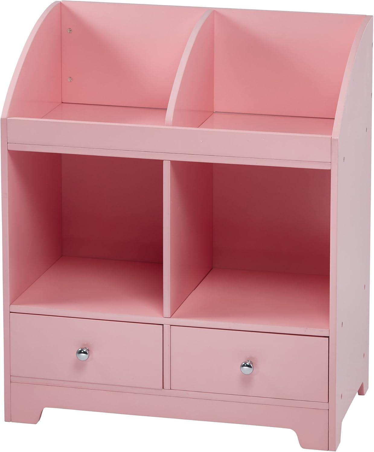 Pink Wooden Stackable Kids Storage Cubby with Drawers