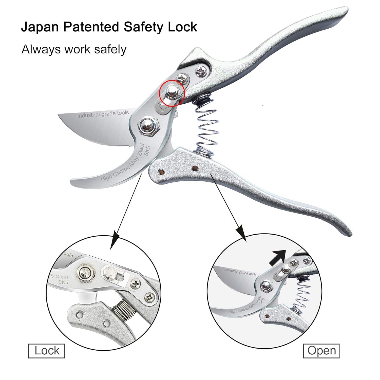 TONMA Pruning Shears for Gardening [Made in Japan] 8 Inch Bypass Garden Scissors Secateurs, Premium Japanese Gardening Tools Hand Pruner Clippers with Ergonomic Handle