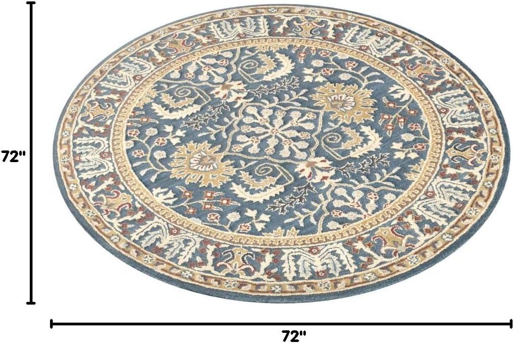 Antiquity AT64 Hand Tufted Area Rug - Dark Blue/Multi - 6' Round - Safavieh.