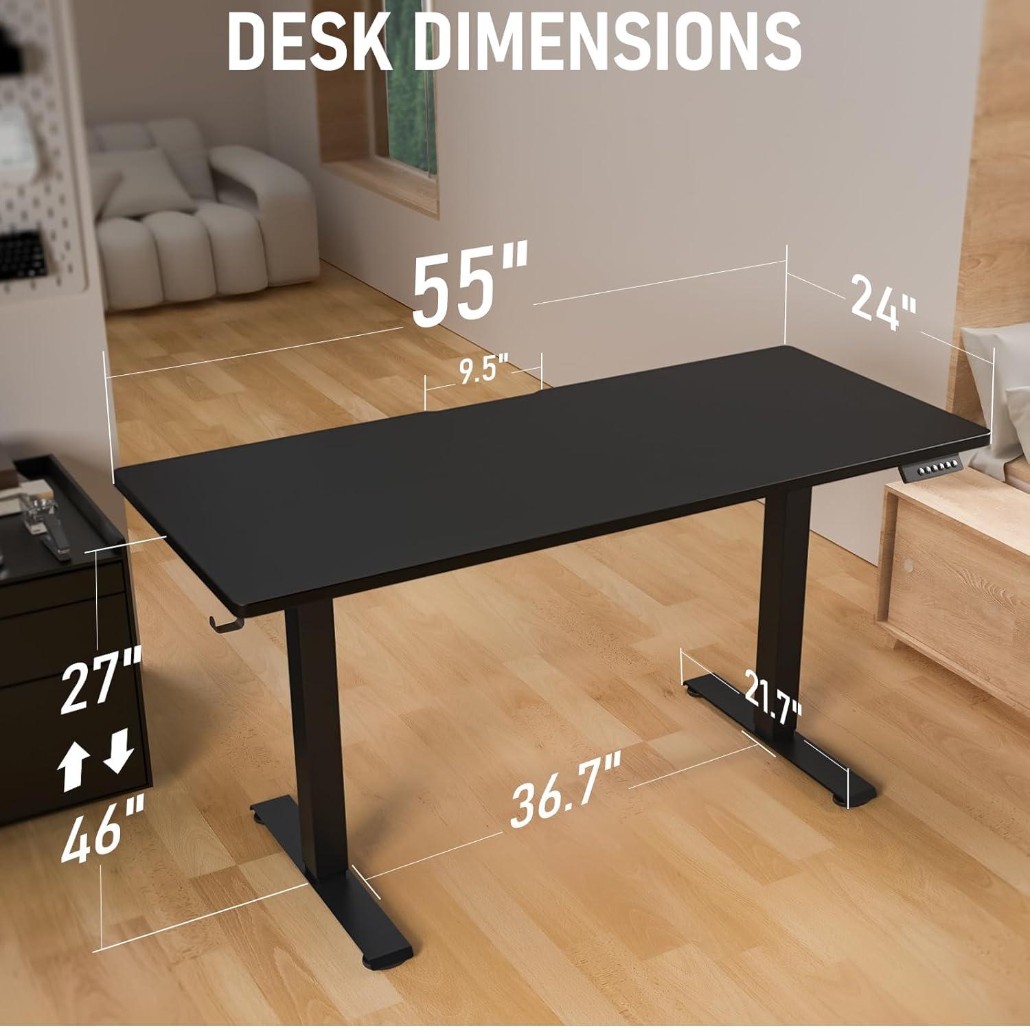 Vivo VIVO 55" x 24" Electric Sit Stand Desk, Height Adjustable Workstation (E155TB series)